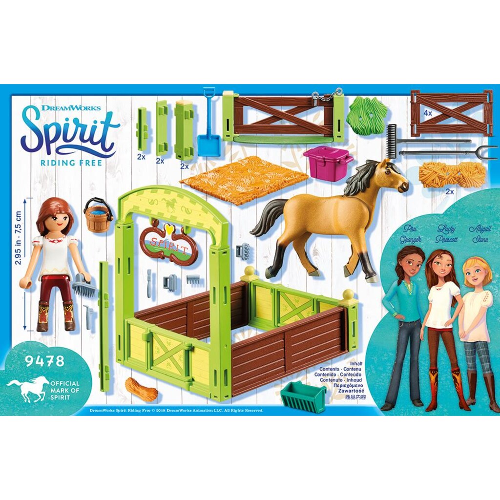 Playmobil® Konstruktions-Spielset »Pferdebox Lucky & Spirit (9478), Spirit Riding Free«, (57 St.), Made in Europe