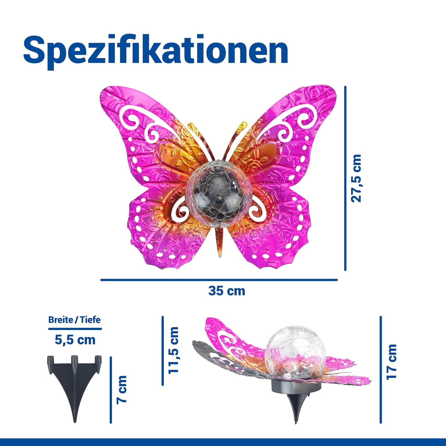 Maximex LED Gartenleuchte »Modell Schmetterling« Warmweiß dekorative Gartenbeleuchtung, solarbetrieben, witterungsbeständig
