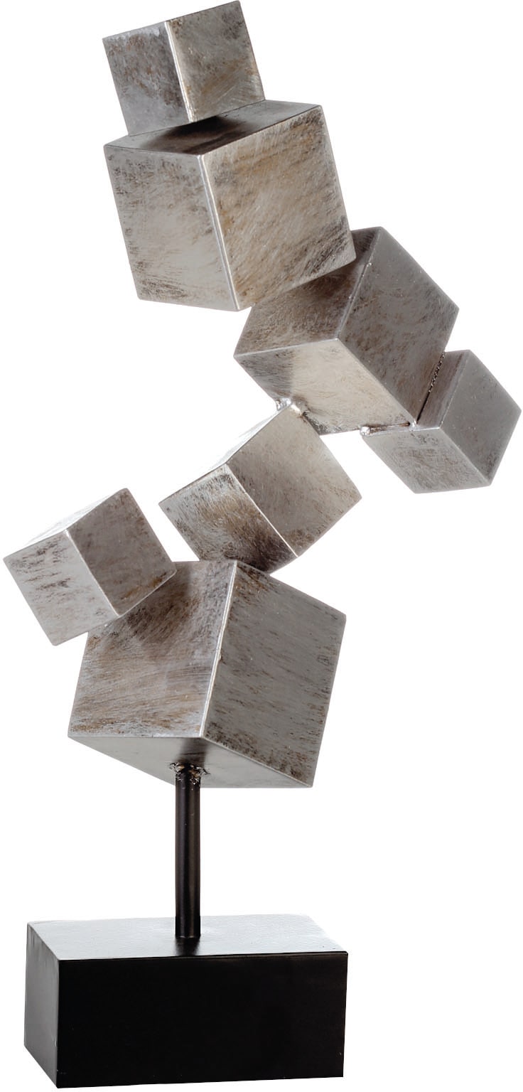 Casablanca by Gilde Dekoobjekt "Skulptur Cubes, antik silber", Höhe 56 cm, günstig online kaufen