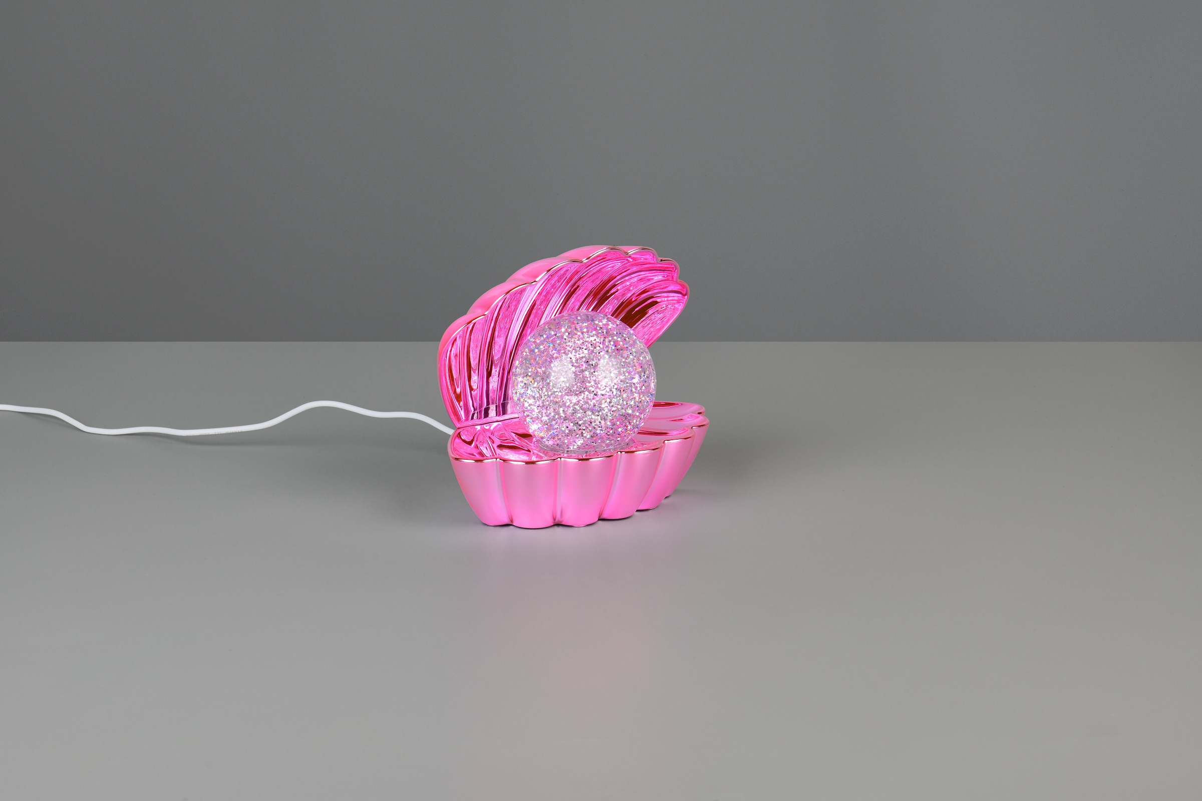 REALITY Leuchten LED Tischleuchte »SHELLY, Deko Tischlampe in Muschelform mit RGB Farbwechsel, 0,8W 15Lm« LED-Board 1 Stk. RGB Muschel Tischlampe mit Glitzerkugel und Farbwechsel inkl USB-Ladekabel