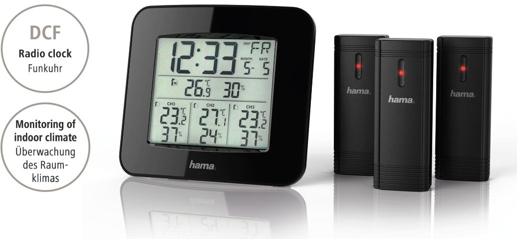 Hama Wetterstation »Wetterstation "EWS-Trio", mit drei Sensoren, Schwarz Mit 3 Sensoren«