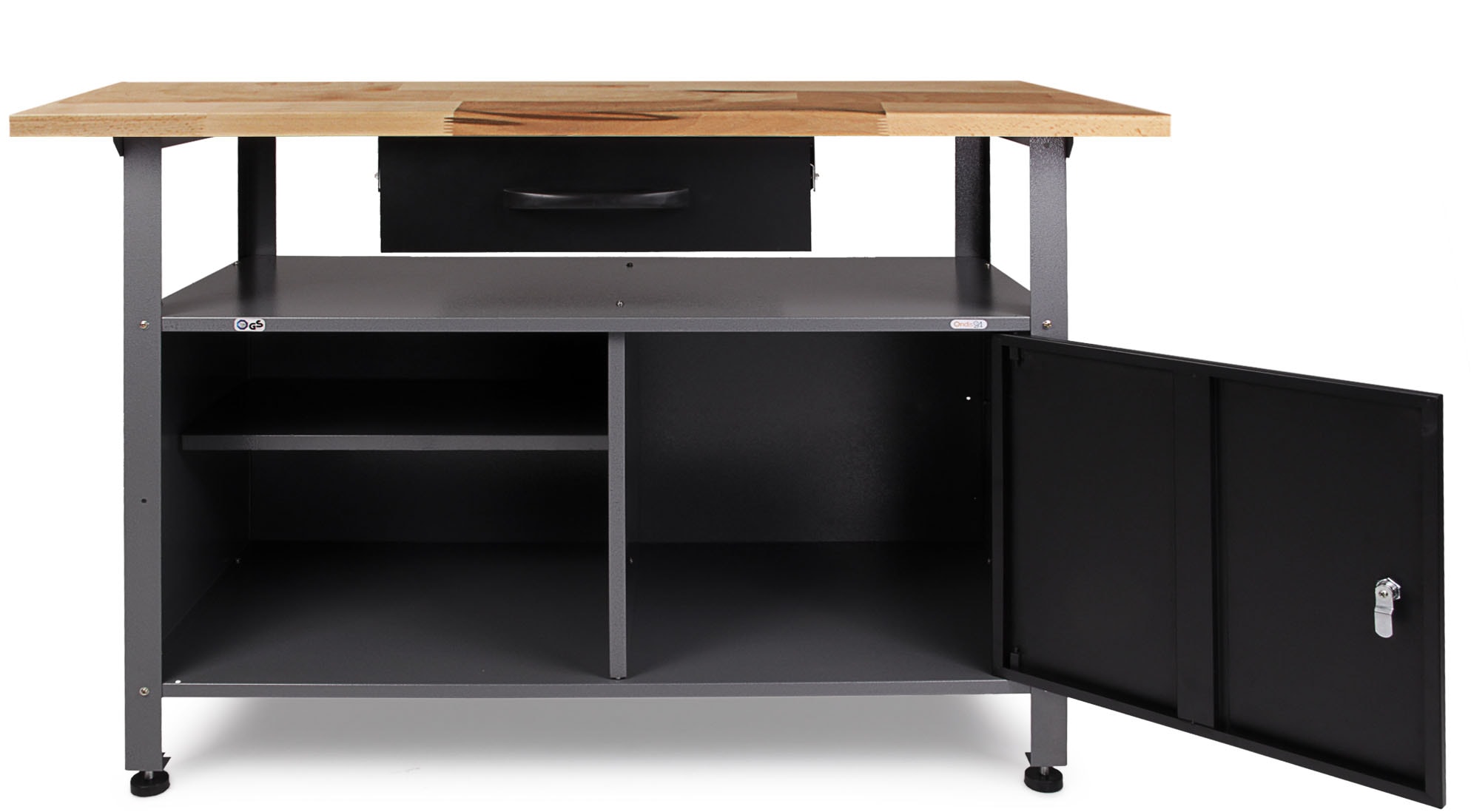 ONDIS24 Werkstatt-Set »»240cm mit LED & Lautsprecher««, (5 tlg.), Werkstatteinrichtung 240 cm - Arbeitshöhe 85 cm