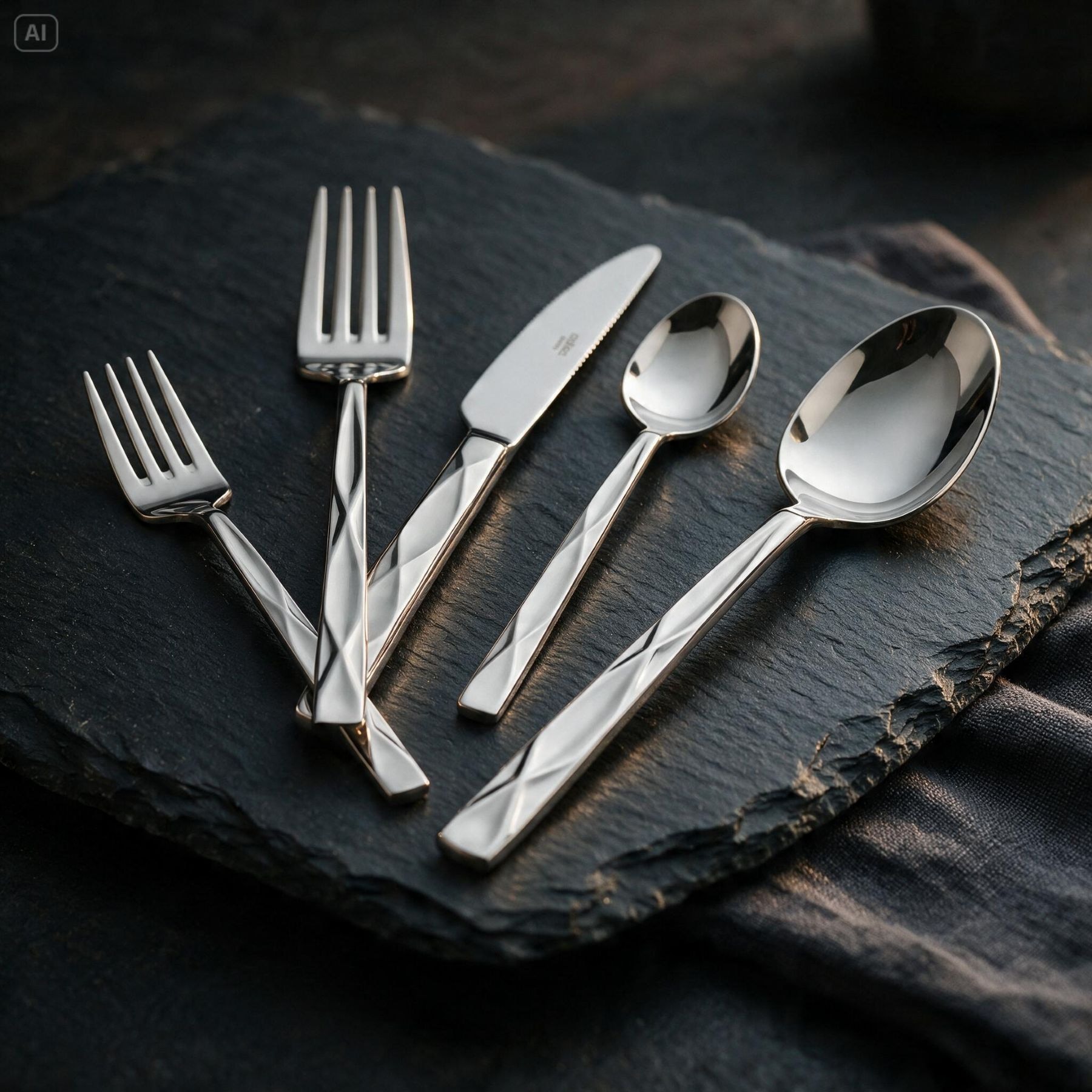 Mulex Besteck-Set »Vicenza, Besteckset mit 3 Multifunktionstüchern« Facetten-Design mit edler Haptik und zeitloser Eleganz