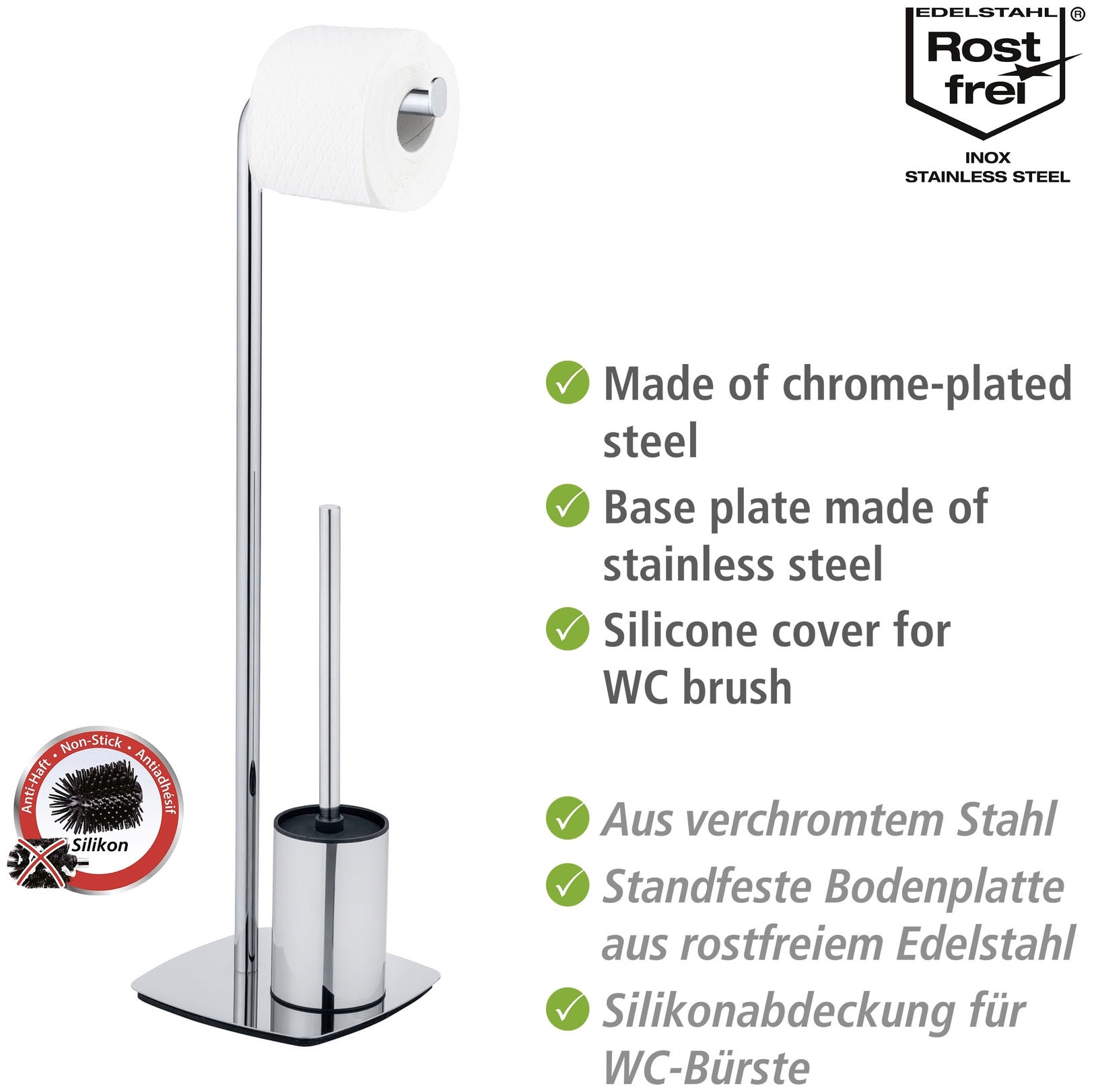 WENKO WC-Garnitur »Iria«, aus Metall, mit Papierrollenhalter und WC-Bürste