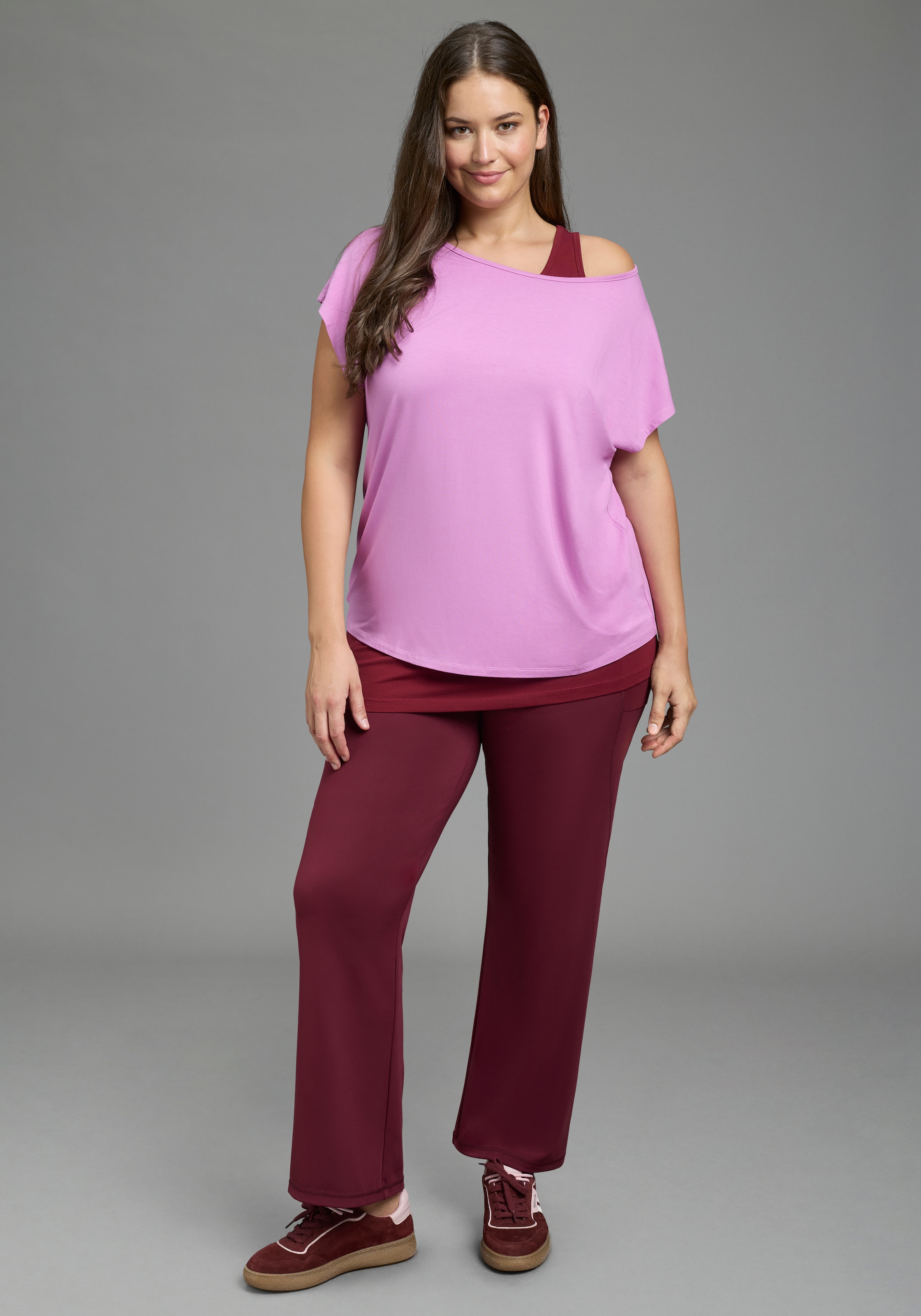 Laura Scott CURVE Yoga & Relax Shirt »Große Größen« Set, 2,  im 2er-Set, mit Rundhalsausschnitt, aus Jersey, unifarben