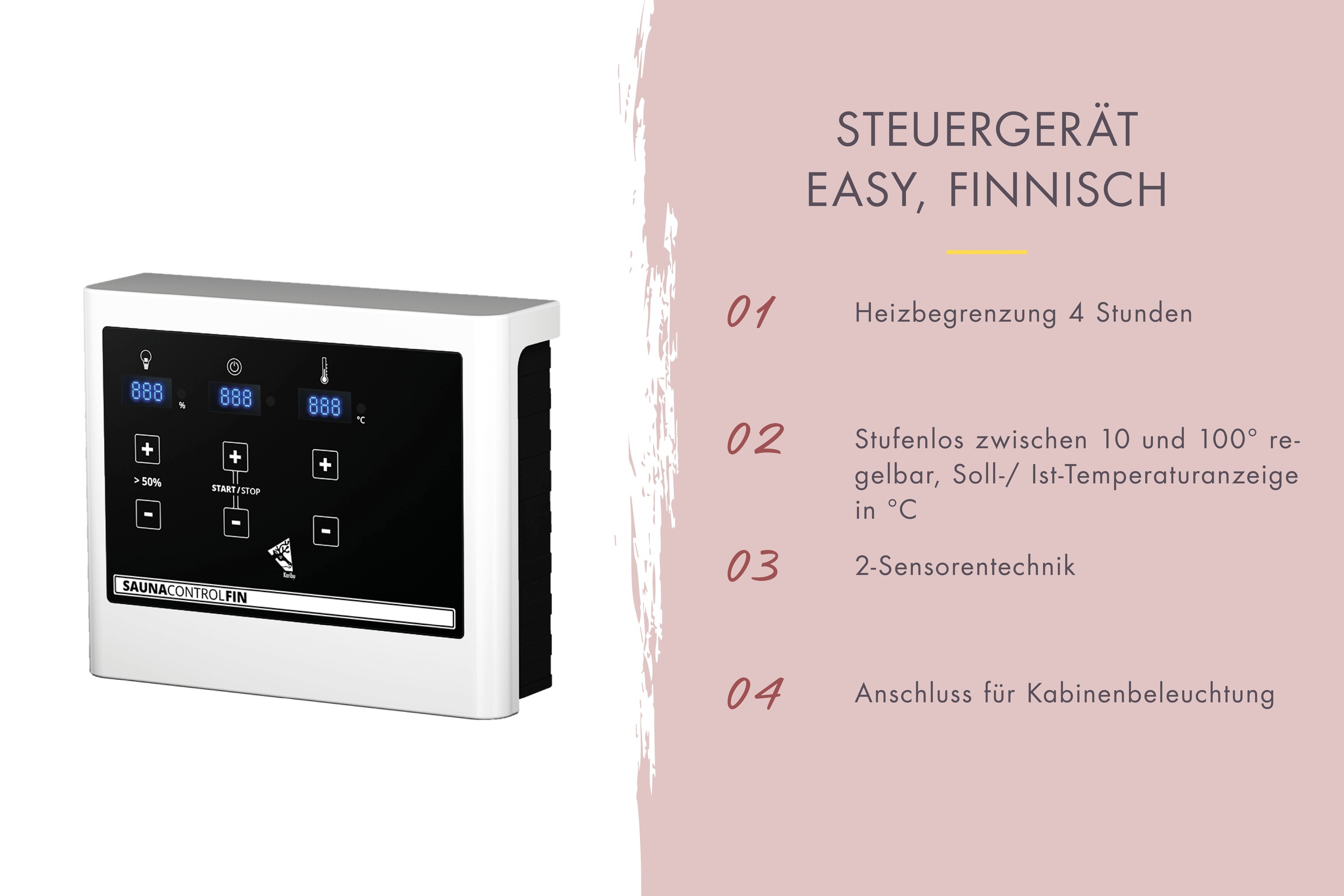 Karibu Sauna »Amada« Set,  Ofen 9 KW externe Strg easy