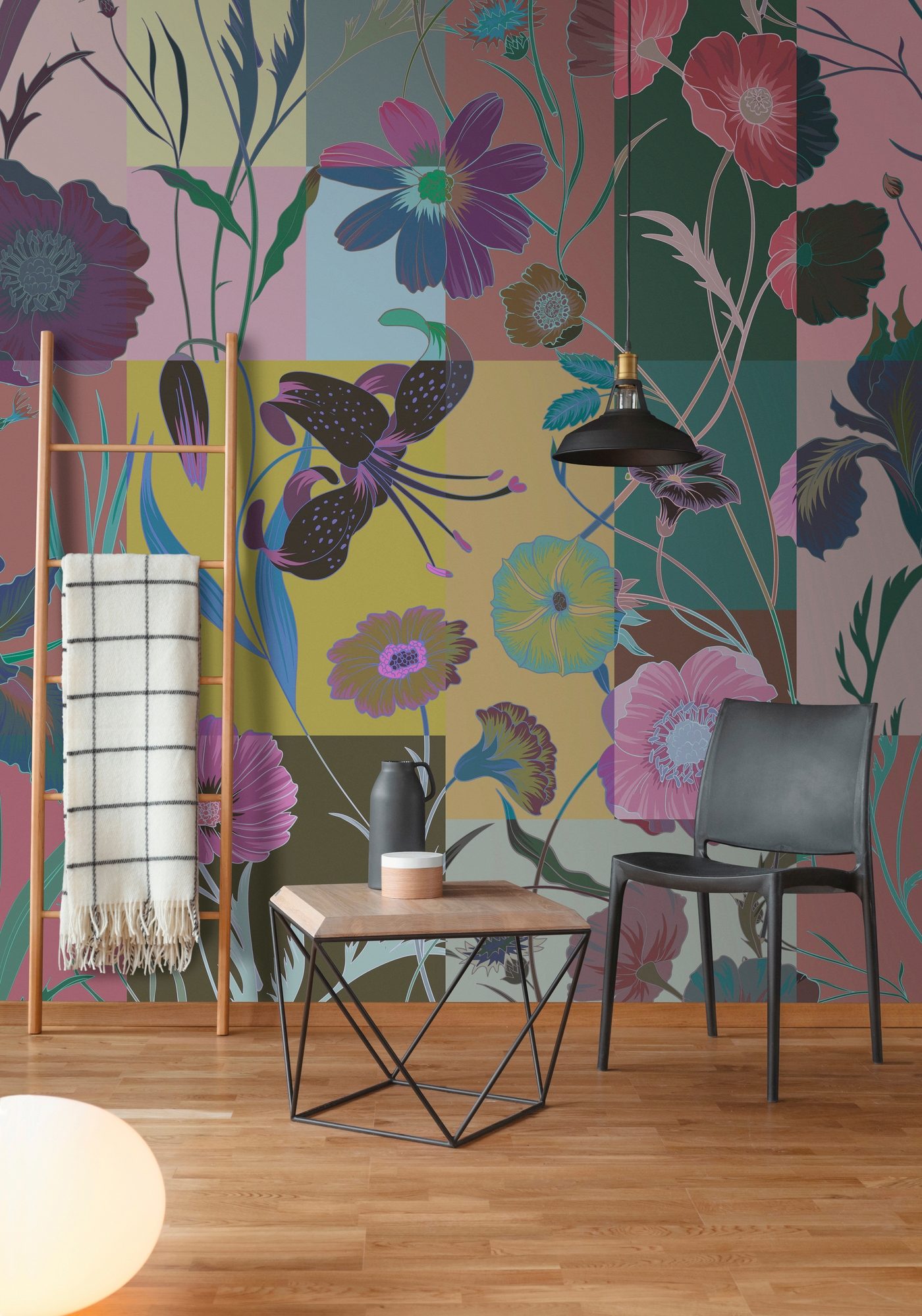 living walls Fototapete »Walls by Patel Floral Patch 3«, Vlies, Wand, Schräge