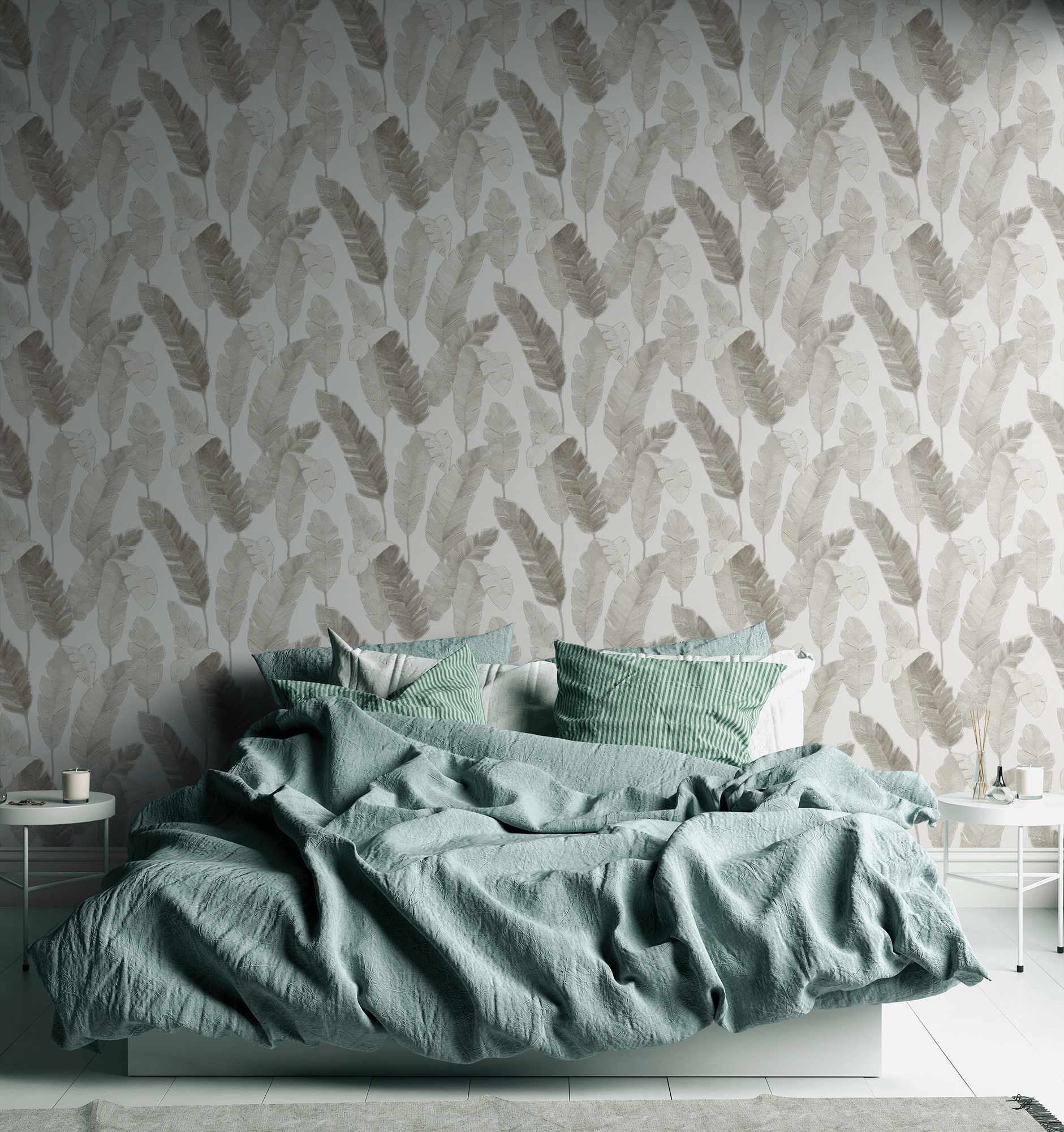 living walls Vliestapete »Metropolitan Stories. Travel Styles. Blättertapete«, matt-gemustert-neutral, Tapete Floral Modern Chic 3D-Effekt Strukturiert Elegant Tapeten Flur