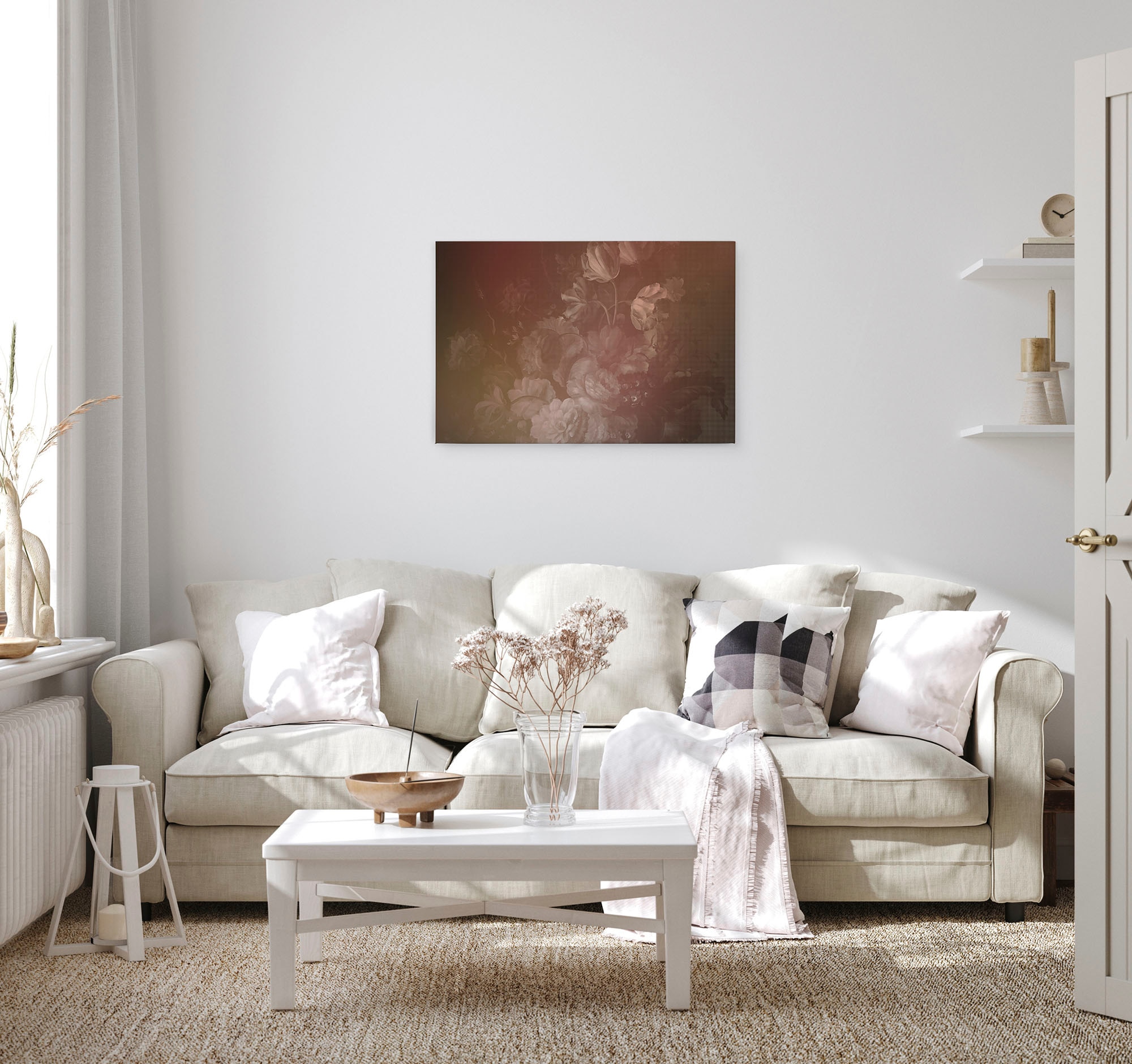 A.S. Création Leinwandbild »dutch pastel 3«, Kunst-Blumen-Kinder, (1 St.), Keilrahmen Bild Floral Rosen Rosé Leinwand-Bild Wohnzimmer modern Wand