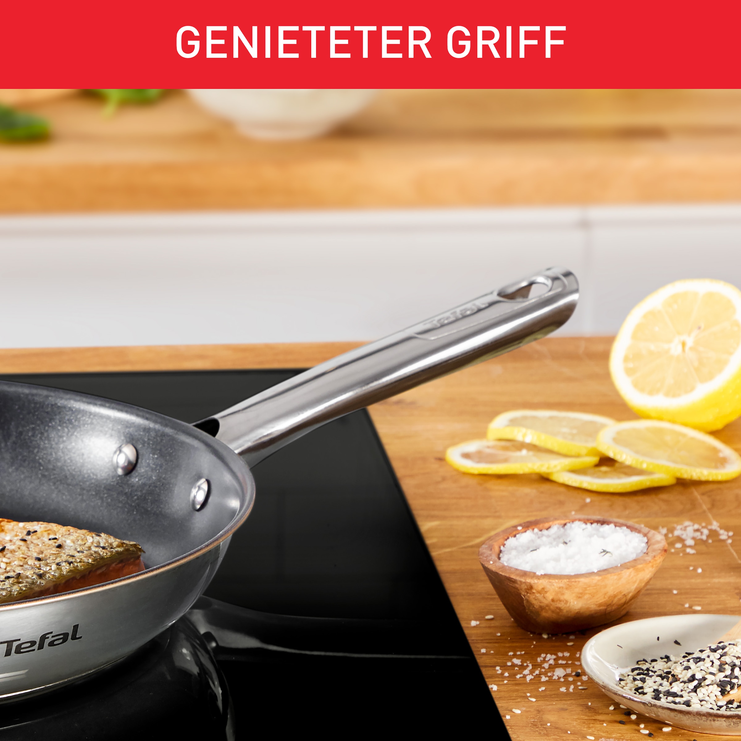 Tefal Bratpfanne »Duetto On« Edelstahl 1 Stk. tlg. unversiegelt, Induktion, genieteter Griff, backofengeeignet