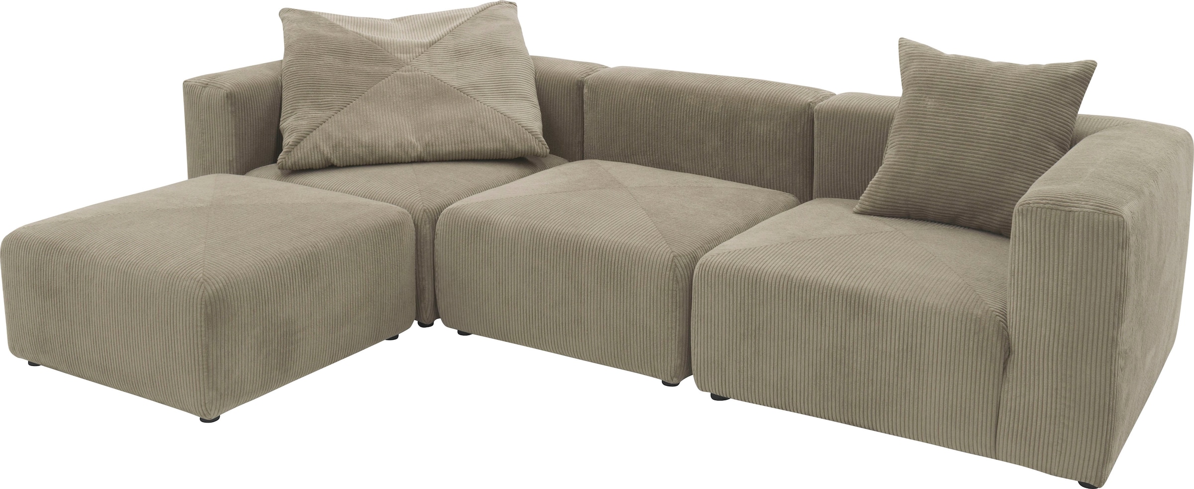 RAUM.ID Ecksofa »Gerrid L-Form«, Cord-Bezug, Modulsofa, bestehend aus Eck- und Mittelelement + Hocker