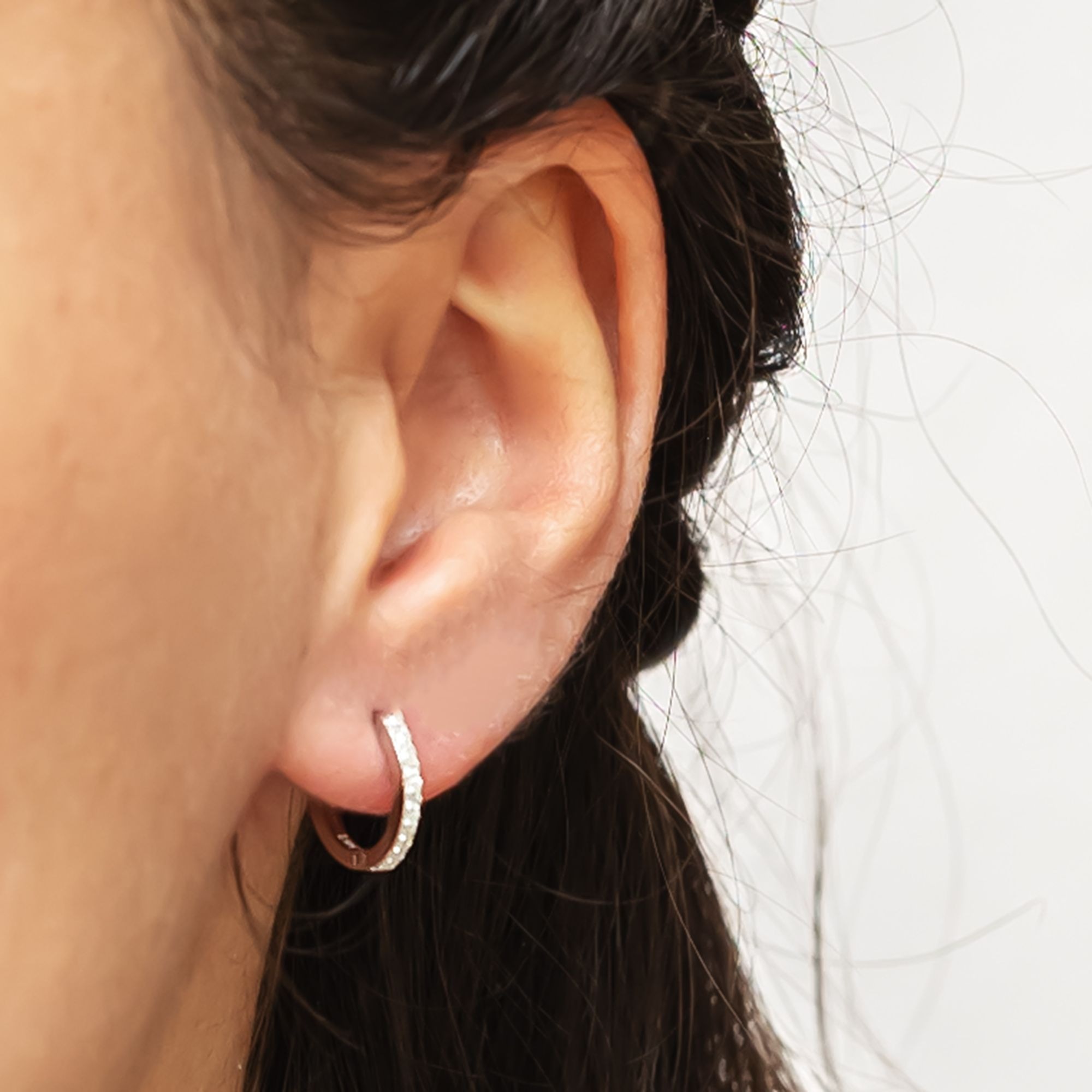 dKeniz Paar Creolen »925-Sterling Silber rhodiniert Glänzend 1,3cm Zirkonia weiß«