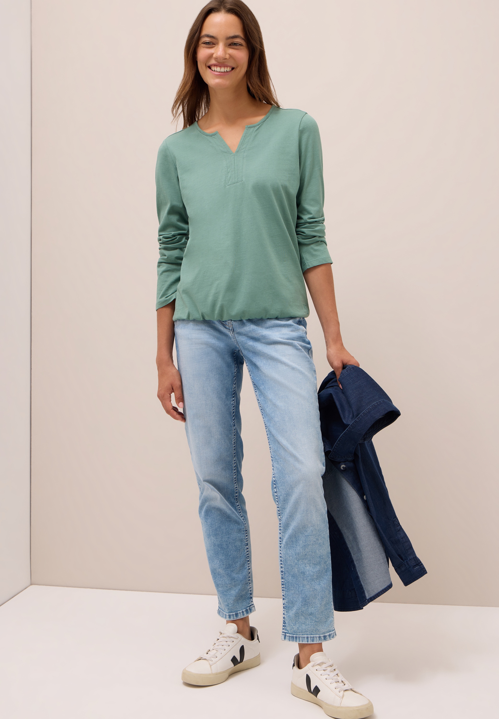 Cecil Tunikashirt Split Neck, unifarben