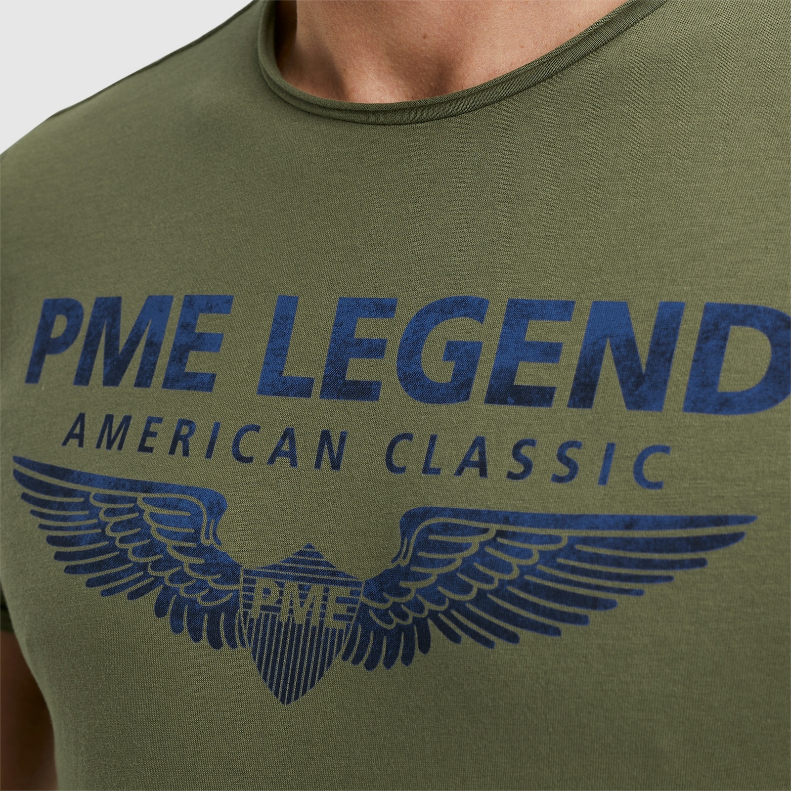 PME LEGEND T-Shirt, eingefasster Rundhalsausschnitt mit Rollkante