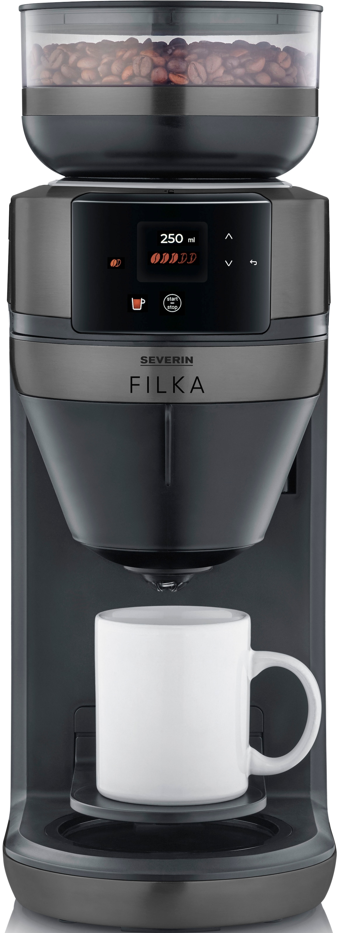Severin Kaffeemaschine mit Mahlwerk »KA 4855 Filterkaffee-Vollautomat FILKA 2.0 Thermo«, 1,1 l Kaffeekanne, Papierfilter-Permanentfilter, 1x4
