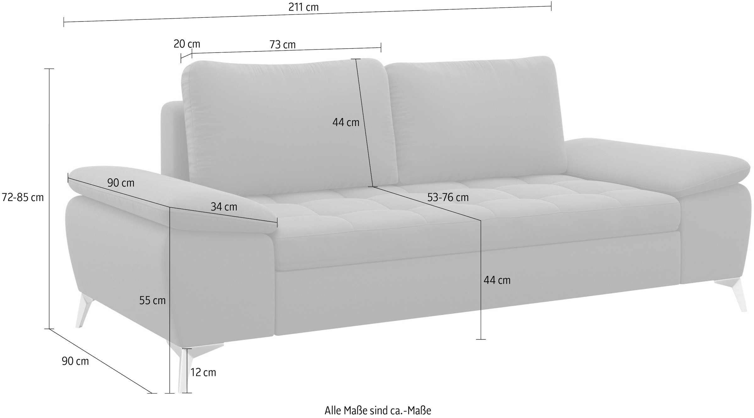 sit&more 2,5-Sitzer »Latigo«, mit hochwertigen Metallfüßen
