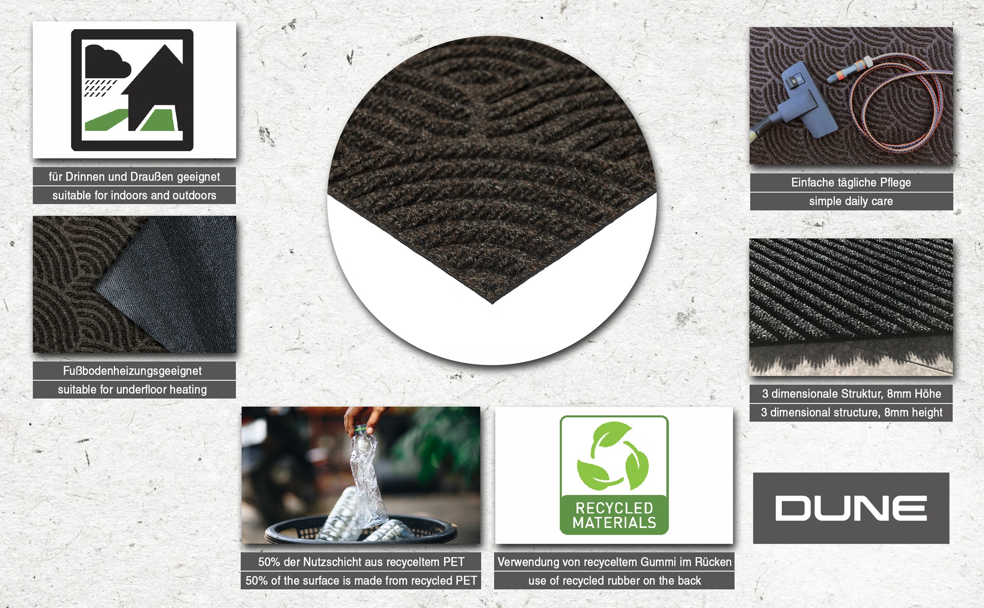 wash+dry by Kleen-Tex Fußmatte »Waves midnight green«, rechteckig, 8 mm Höhe