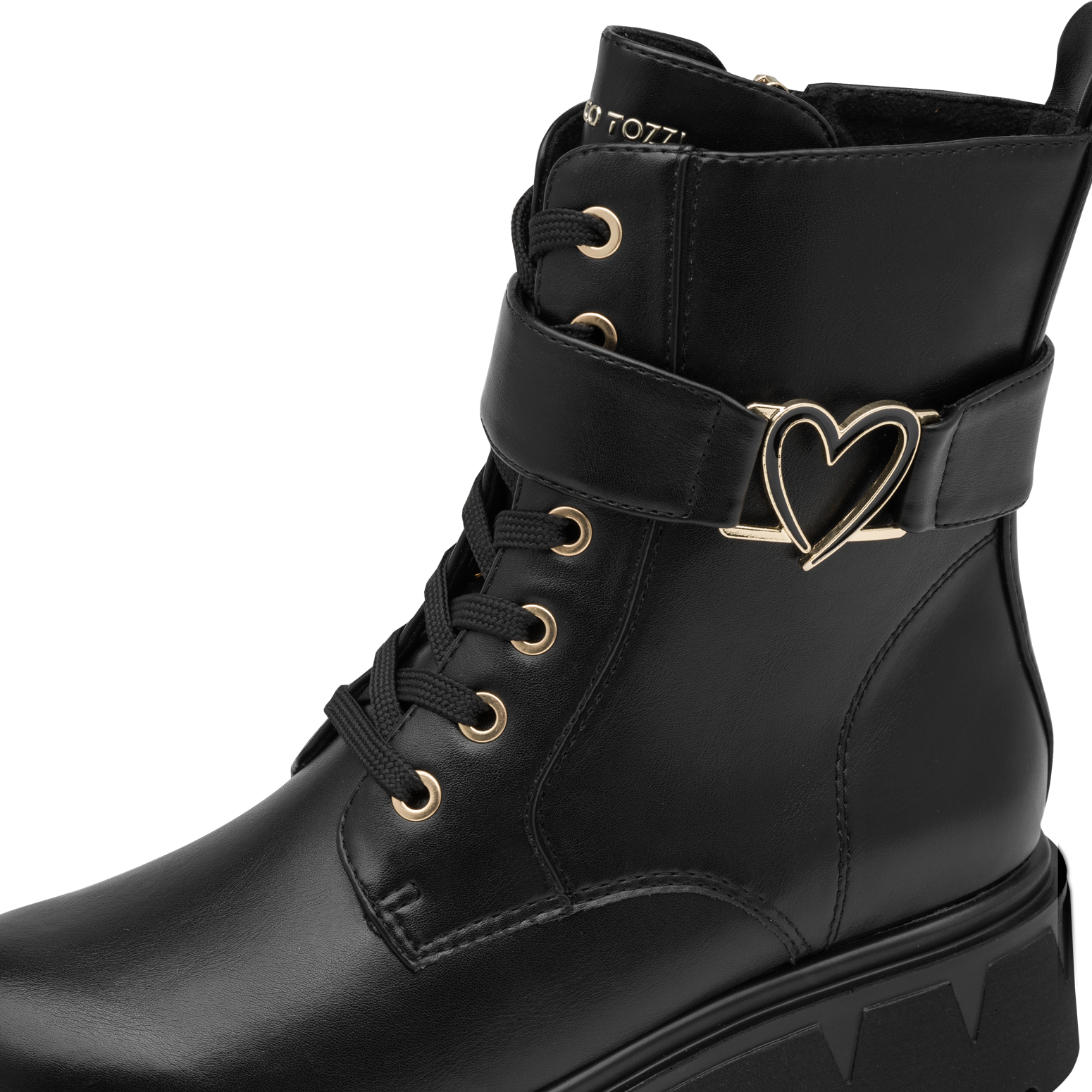 MARCO TOZZI Schnürstiefelette  Blockabsatz, Ankle Boots, Schnürboots mit Herz-Schmuckelement