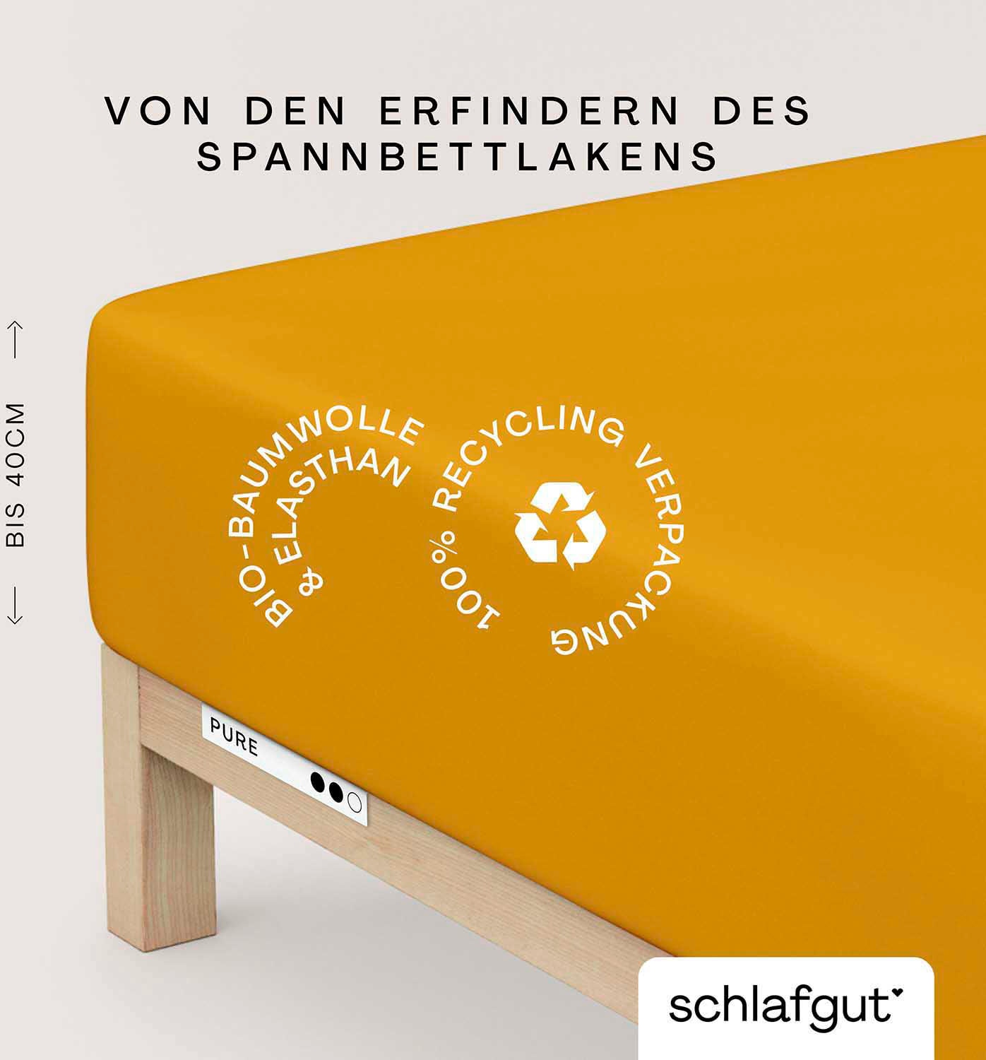 Schlafgut Spannbettlaken »PURE BOXSPRING in Gr. 90x200, 140x200 oder 180x200, für Boxspringbett«, aus Bio-Baumwolle, für Matratzen bis 40 cm Höhe, Bettlaken