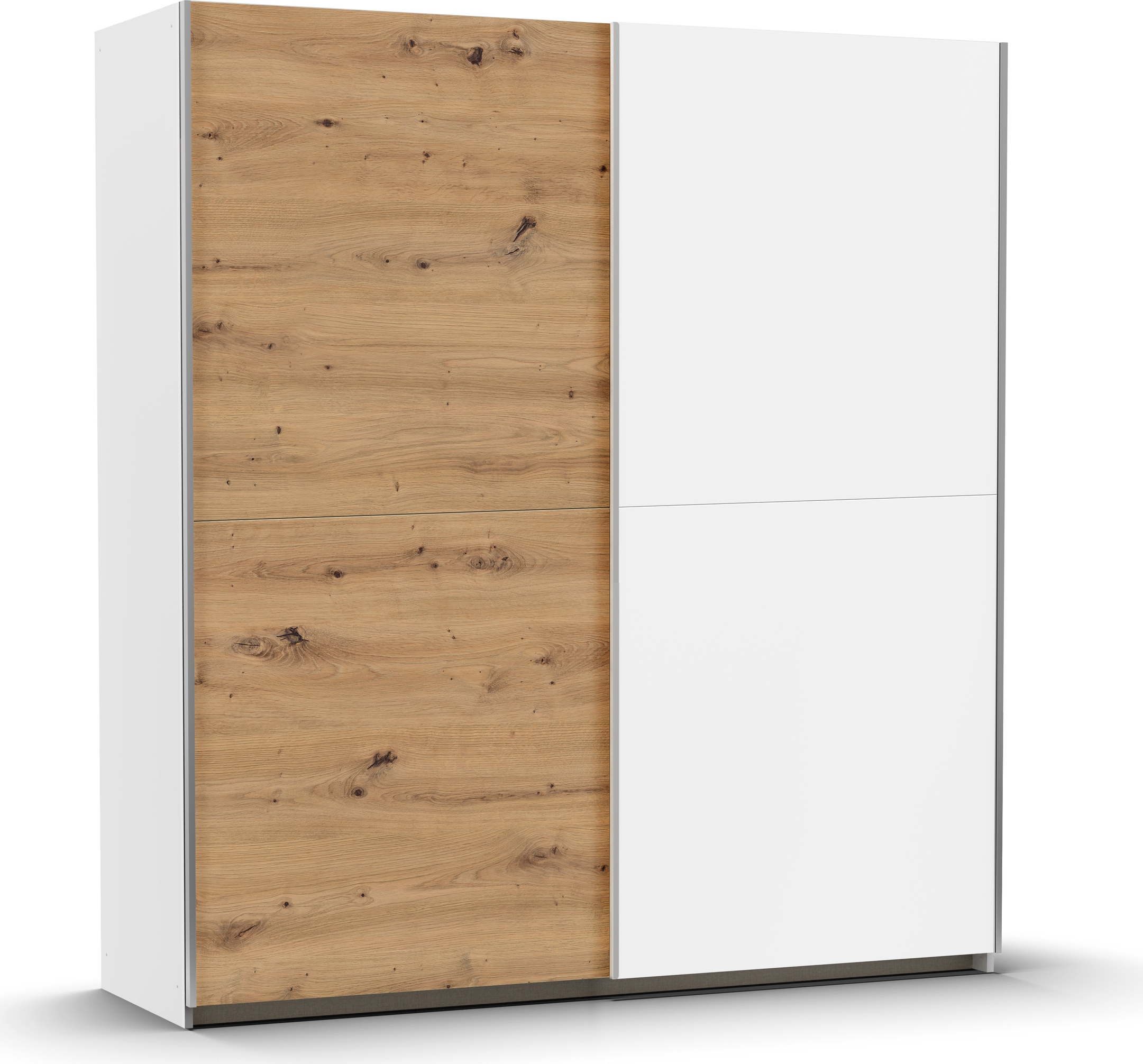 rauch Schwebetürenschrank »Kleiderschrank Schrank Garderobe SATURN mit 3 Ausstattungsvarianten«, 3 verschiedene Ausstattungsvarianten Griffe aus Metall MADE IN GERMANY