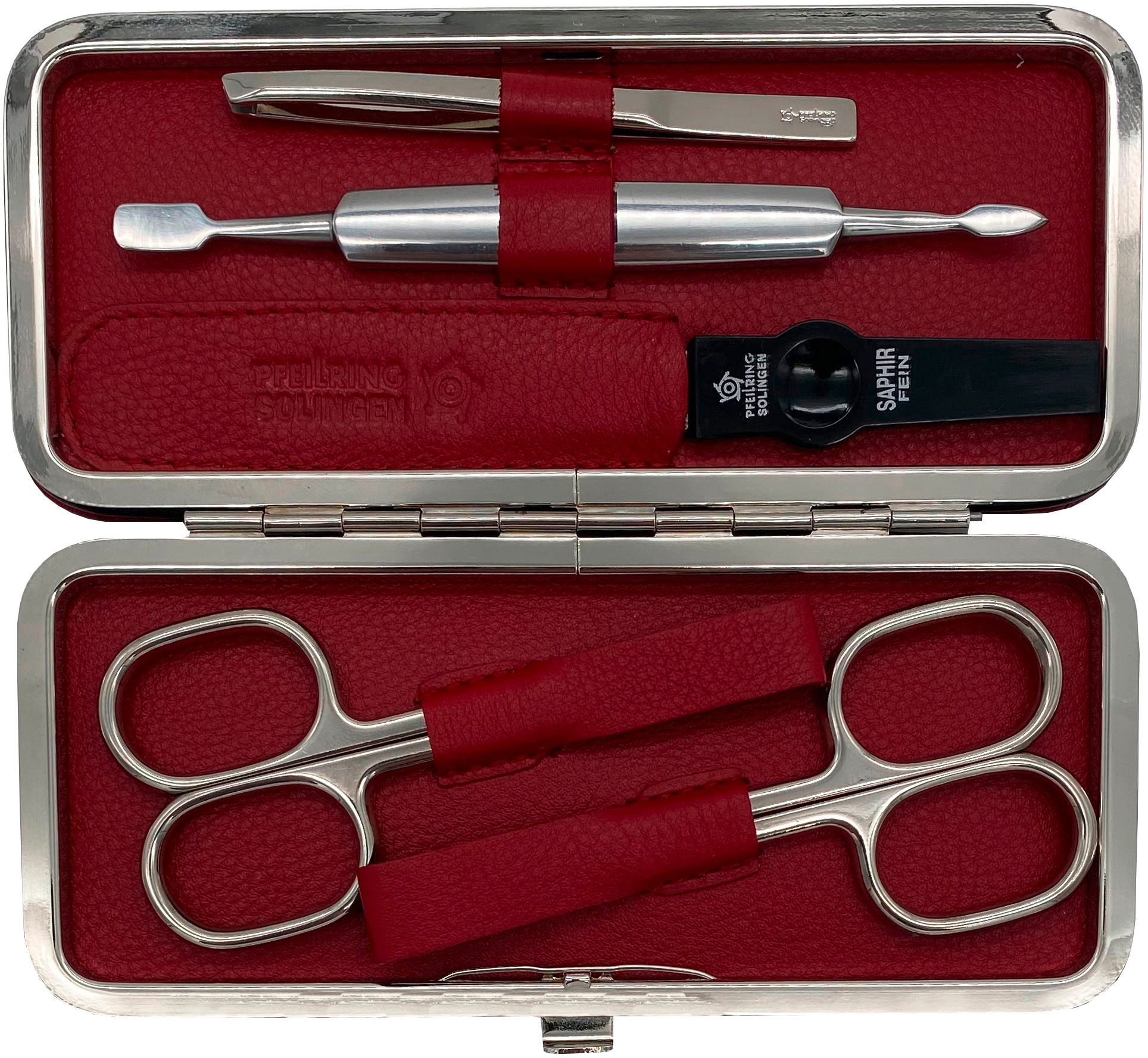PFEILRING Maniküre-Etui, (5 tlg.), Nappaleder