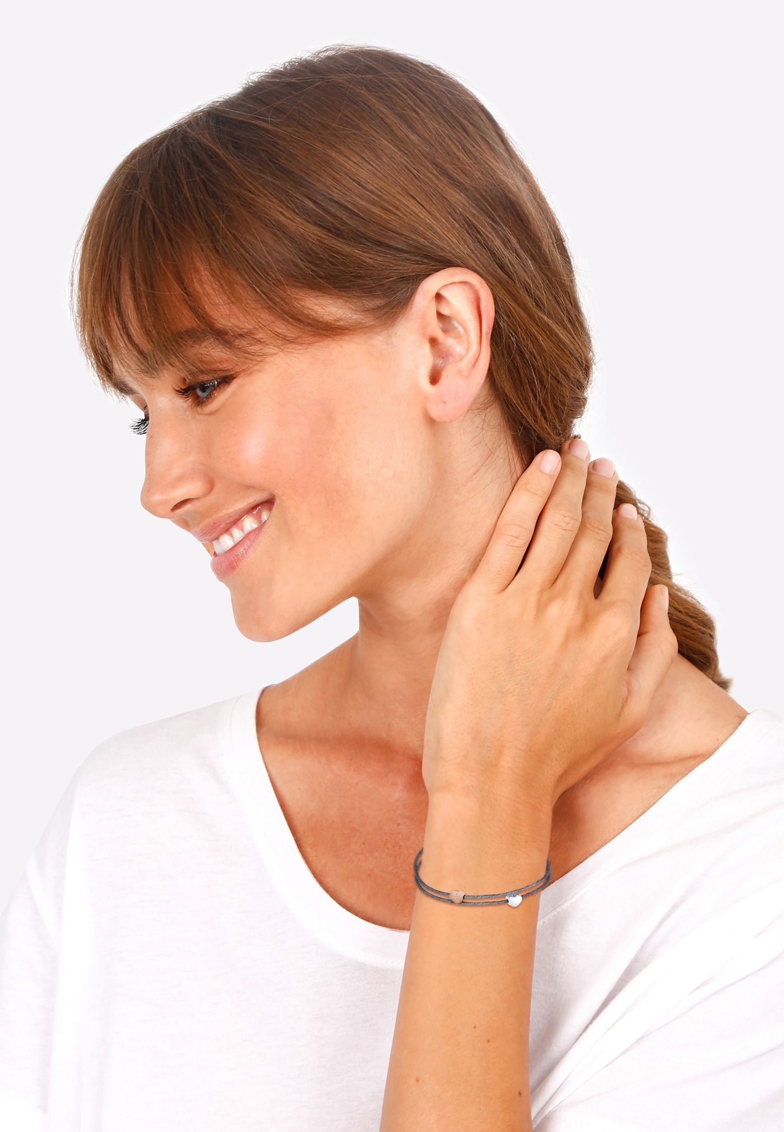 Elli Armband »Set Herz Liebe Bi-Color Freundschaft Silber«