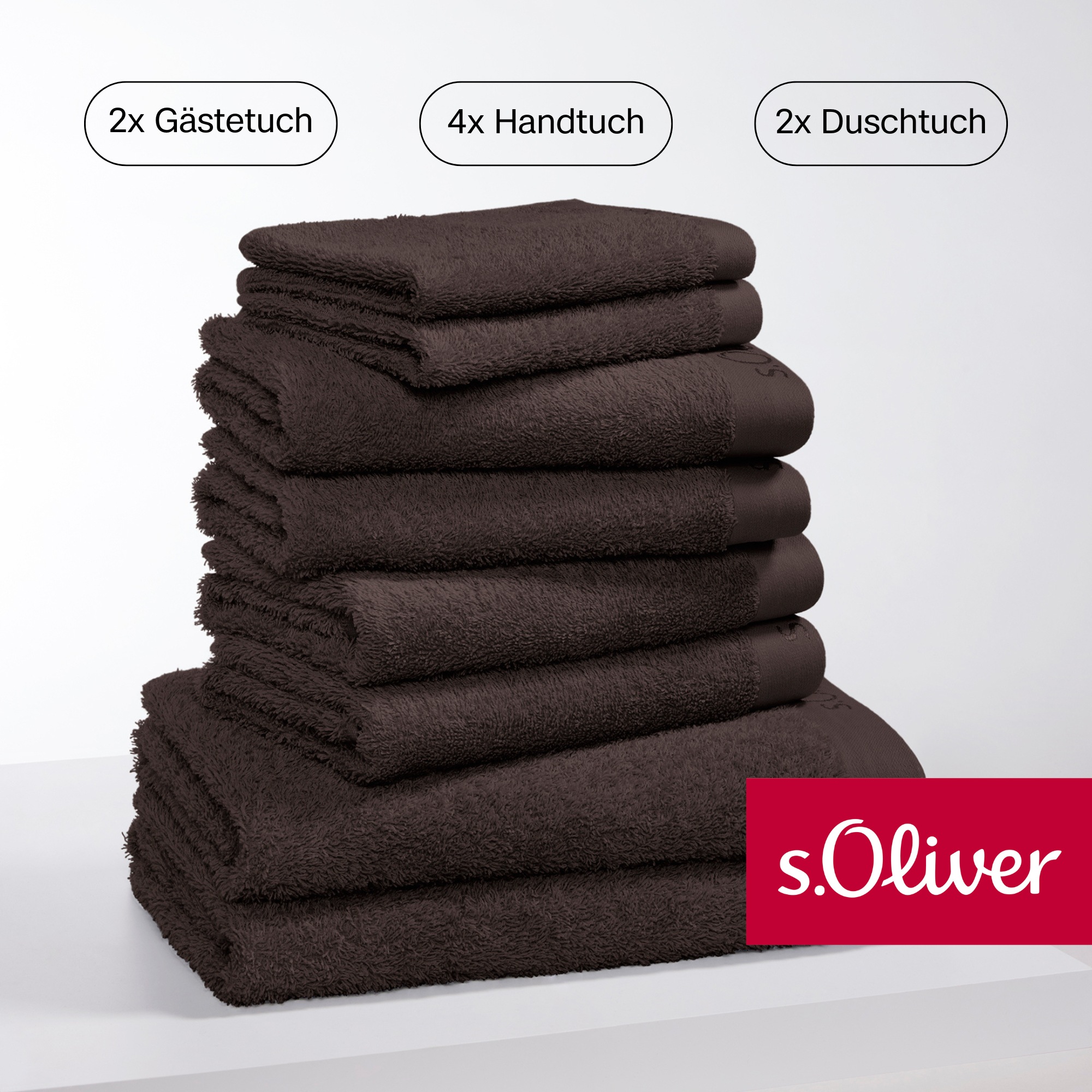 s.Oliver Handtuch Set »s. Oliver, besonders weich und saugfähig«, (Set, 8 St., 2 Gästetücher 30x50 cm-4 Handtücher 50x100 cm-2 Duschtücher 70x140 cm), 2 Gästetücher 30x50, 4 Handtücher 50x100, 2 Duschtücher 70x140