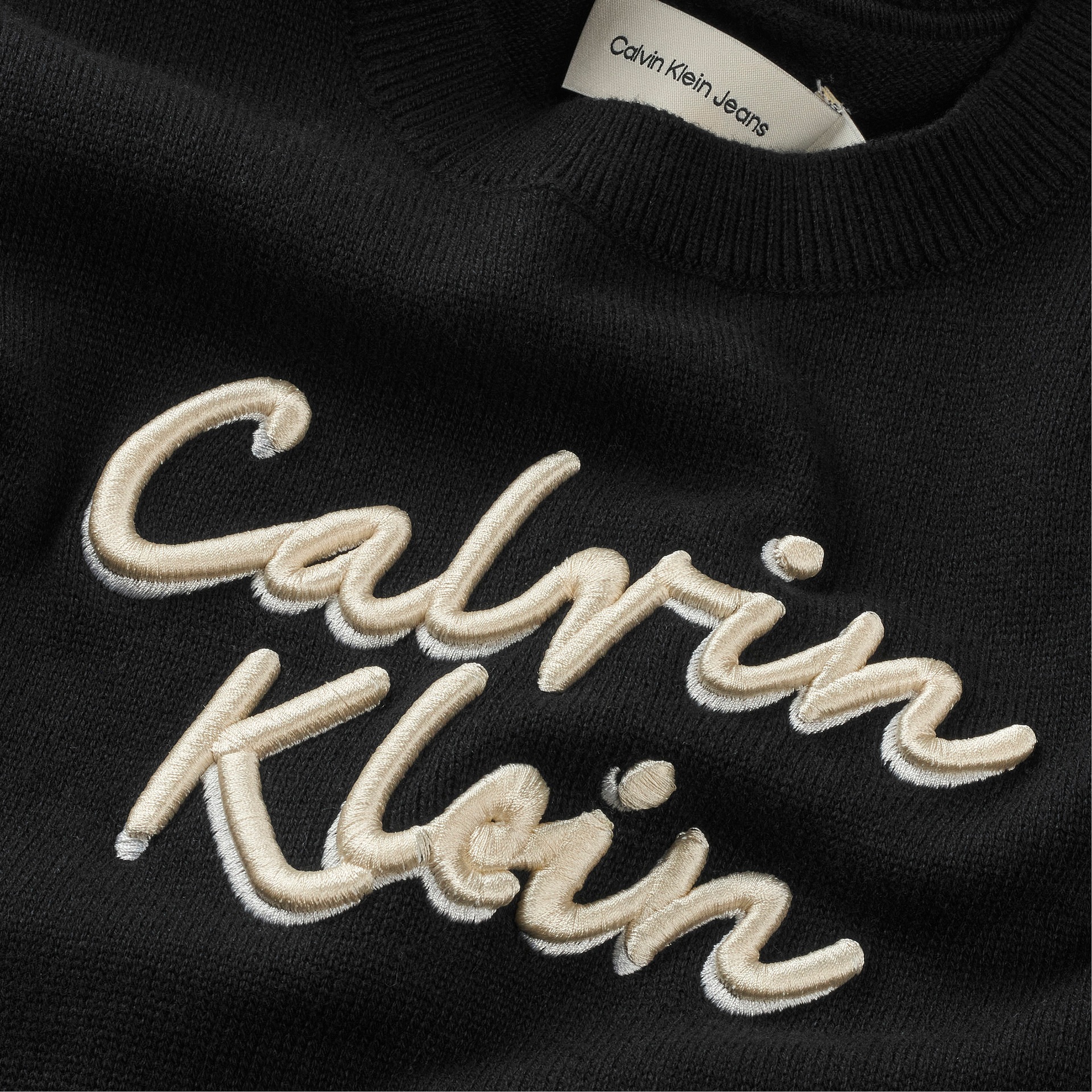 Calvin Klein Jeans Rundhalspullover »LOGO METALLIC INTERSIA« für Kinder bis 16 Jahre, große Stickerei