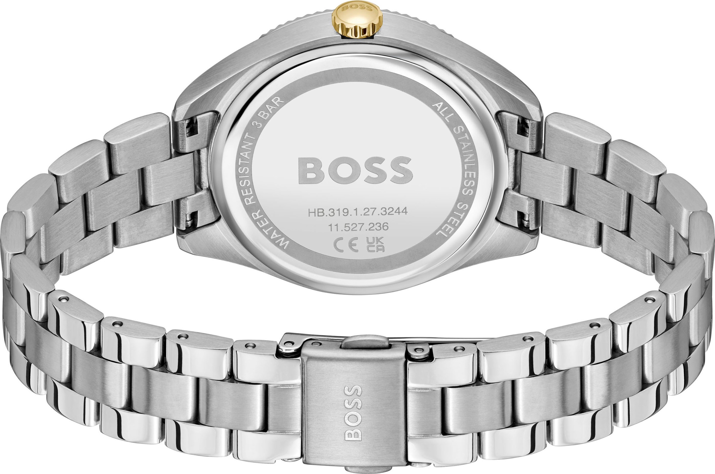 BOSS Multifunktionsuhr »SAGE SPORT«, Quarzuhr, Armbanduhr, Damenuhr, Edelstahlarmband, analog