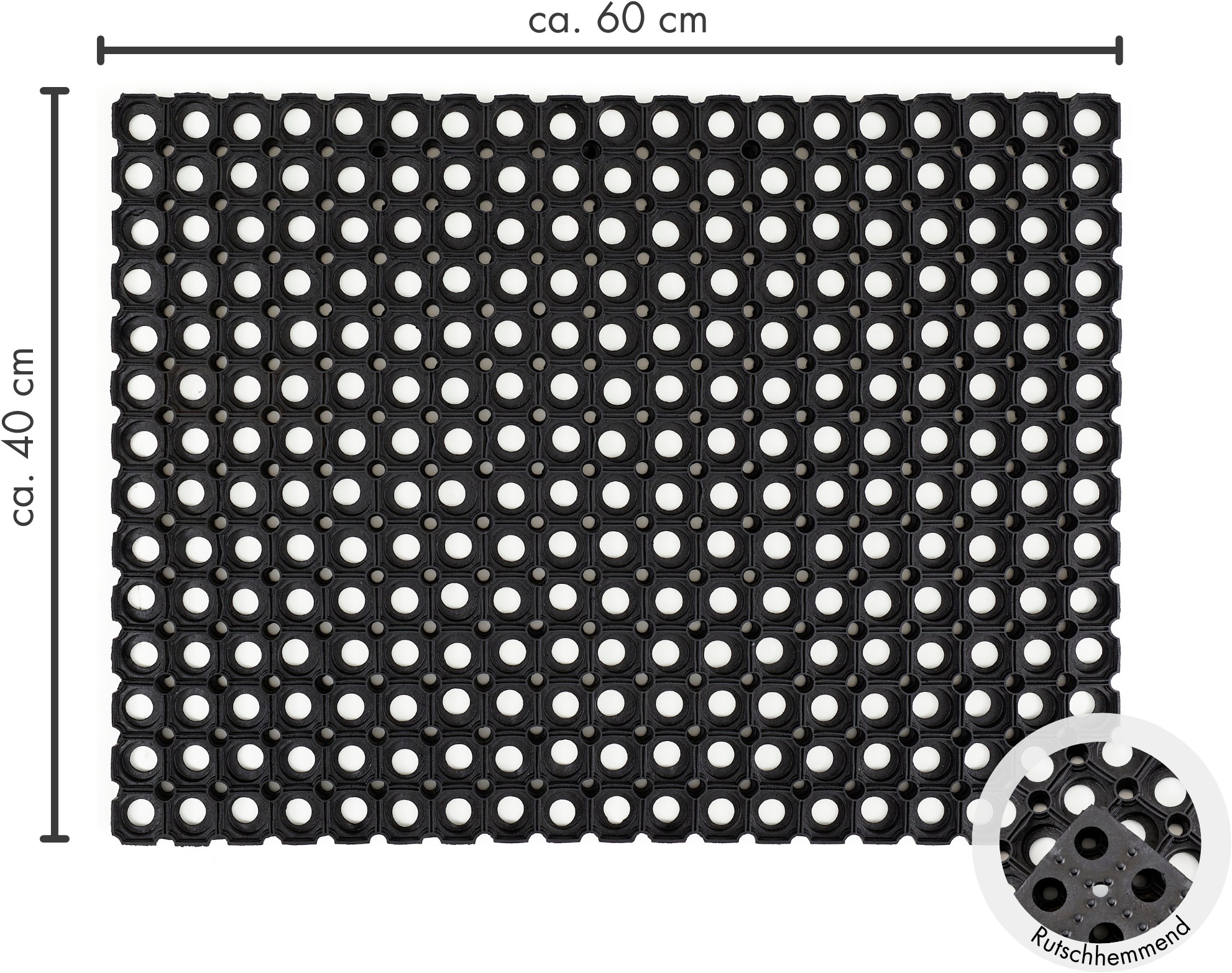 Andiamo Fußmatte »Gummi Ringmatte«, rechteckig, 15 mm Höhe, Schmutzfangmatte, In- und Outdoor geeignet, besonders robust