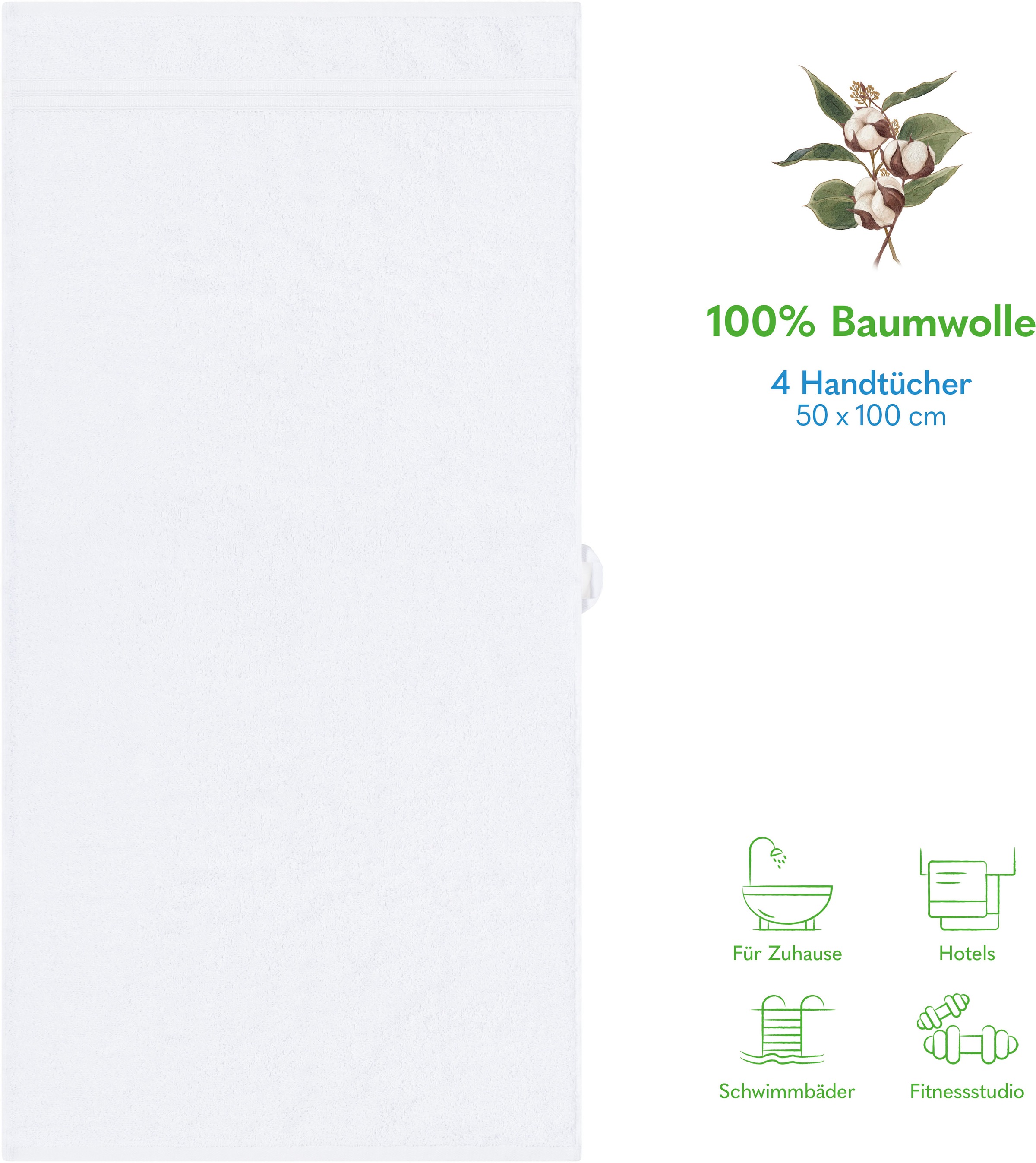 HAMMETEX Handtuch Set »4er Set Handtücher 50x100 cm, 100% Baumwolle, Weich günstig online kaufen