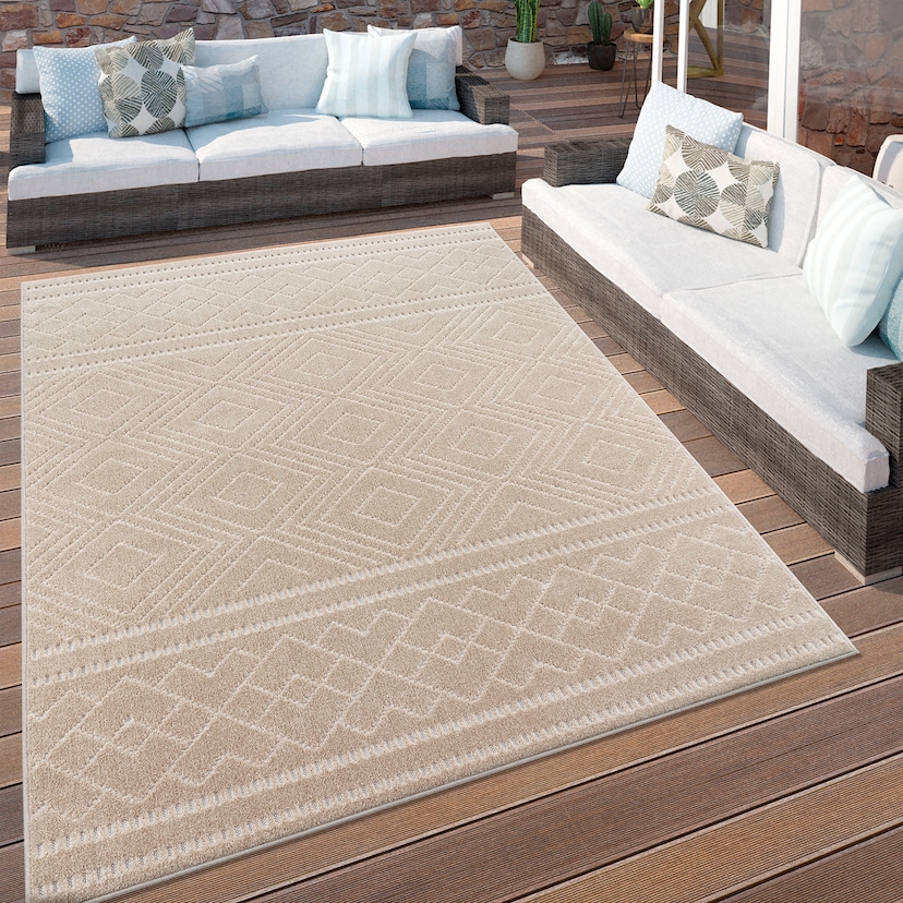 Paco Home Teppich »Roma 272«, rechteckig, Flachgewebe, meliert, mit dezenter  Bordüre, In- und Qutdoor geeignet auf Raten kaufen | Kurzflor-Teppiche