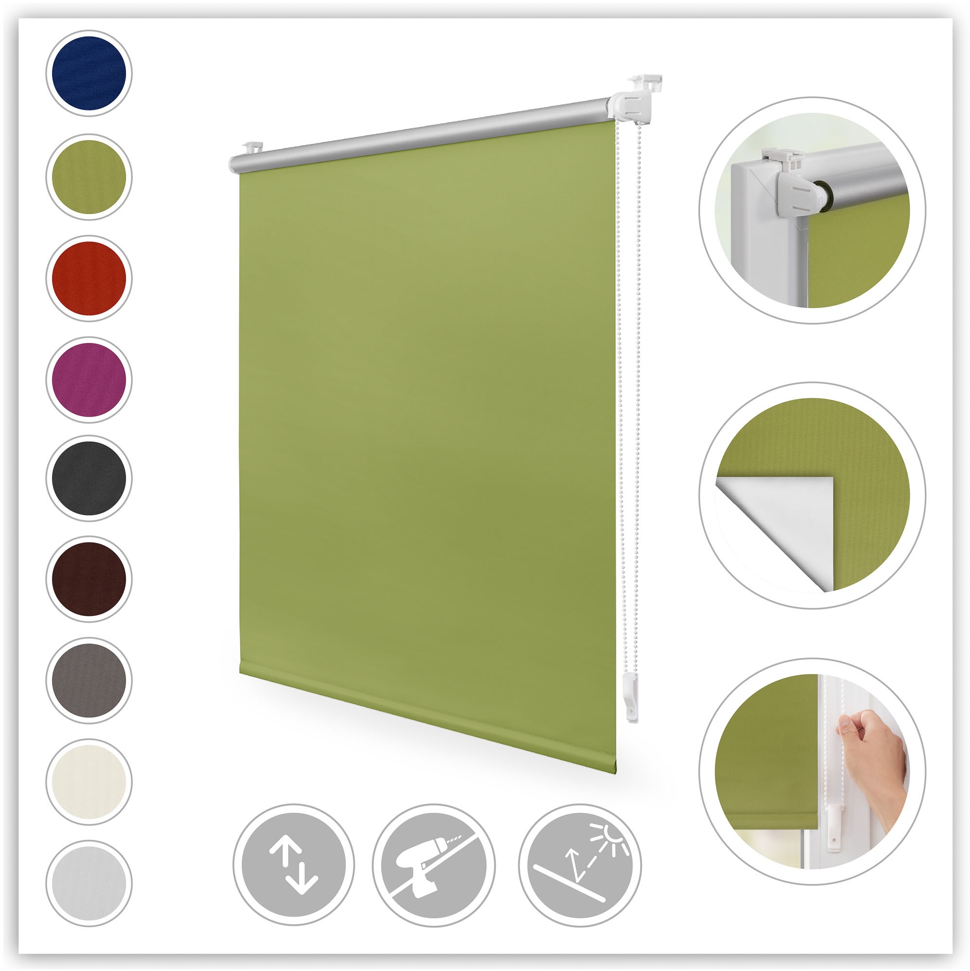 LICHTBLICK ORIGINAL Seitenzugrollo »Klemmfix Hitzeschutz« verdunkelnd Perlr günstig online kaufen