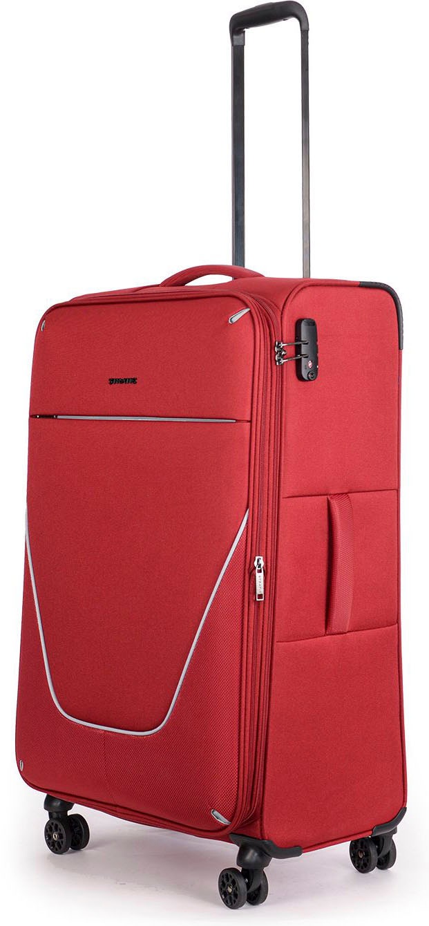 Stratic Weichgepäck-Trolley »Strong L, redwine«, 4 Rollen, Reisekoffer großer Koffer Aufgabegepäck TSA-Zahlenschloss