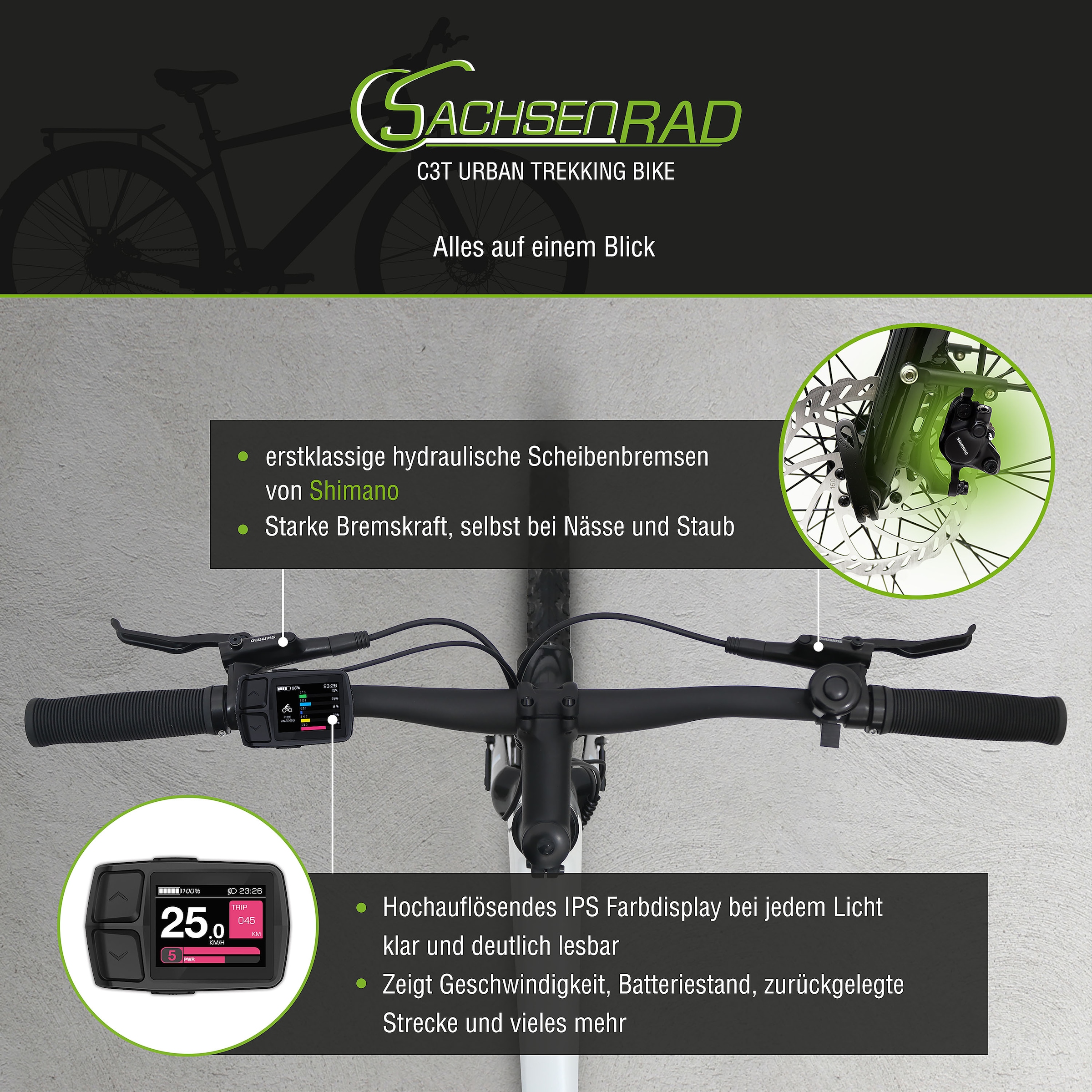 SachsenRad E-Bike »C3T«, 1 Gang, Shimano, keine, Heckmotor 250 W