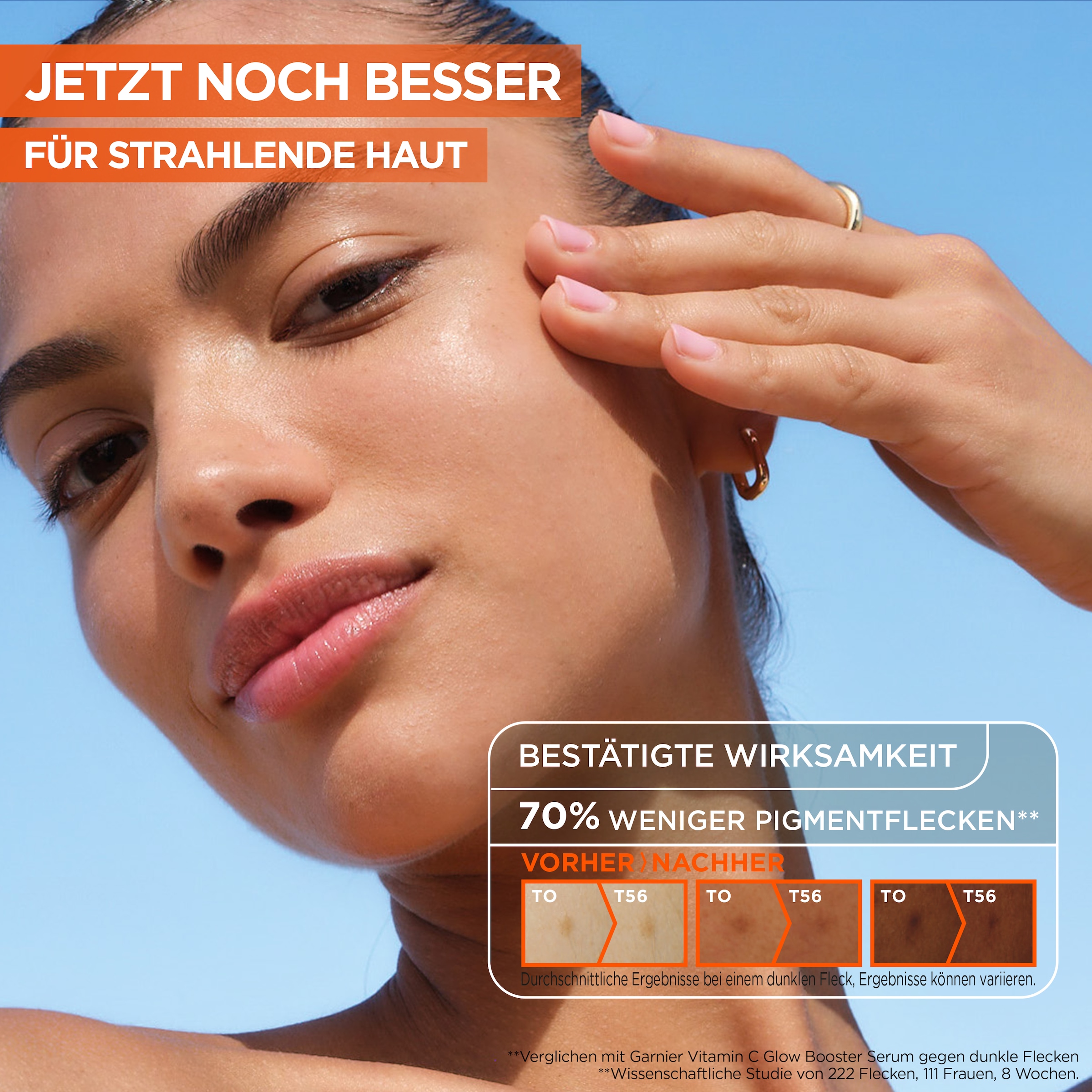 GARNIER Gesichtsserum »Garnier Vitamin C+ Glow Booster Serum«, Mildert Pigmentflecken, glättet die Haut, auch für empfindliche Haut.