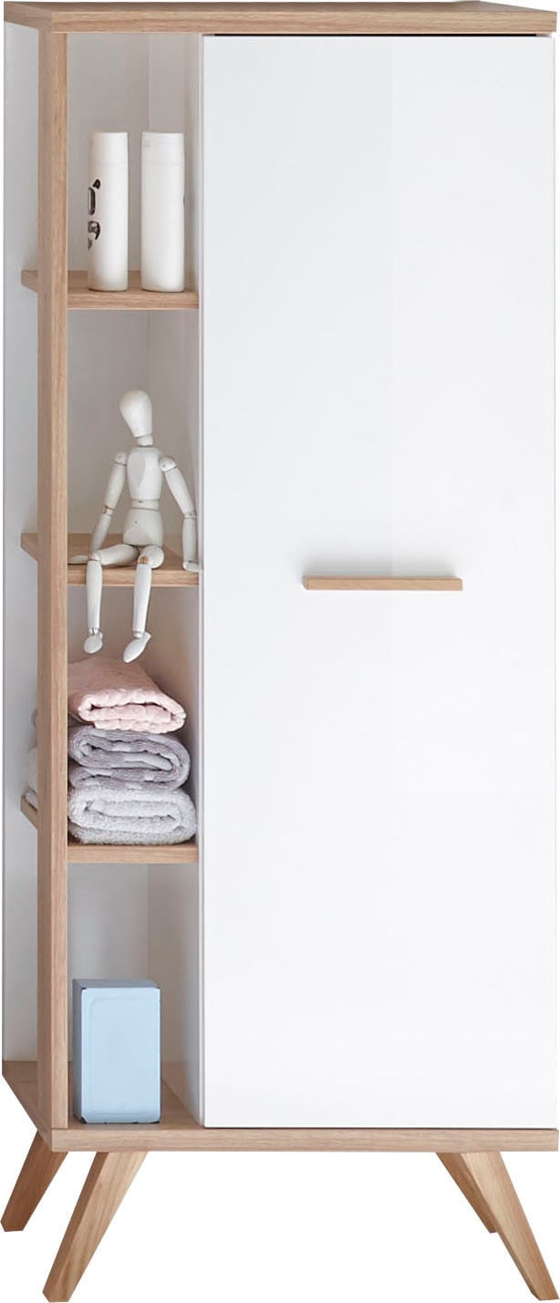 Saphir Midischrank »Quickset Badschrank 50,5 cm breit, 1 Tür, seitliche Ablagen«, Badezimmer-Midischrank inkl. Türdämpfer, Griffe in Holz