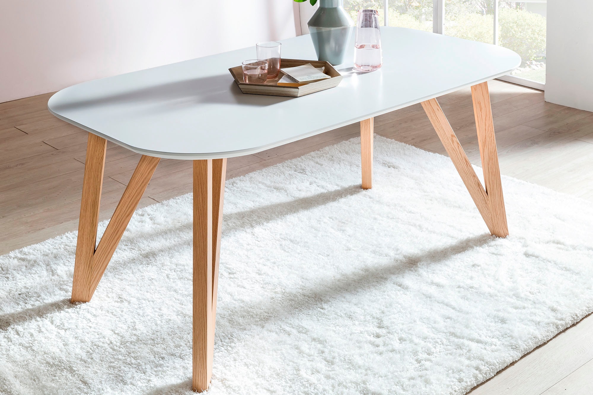 SalesFever Essgruppe, (Set, 5 tlg.), bestehend aus 4 modernen Polsterstühlen und einem 180 cm breitem Tisch