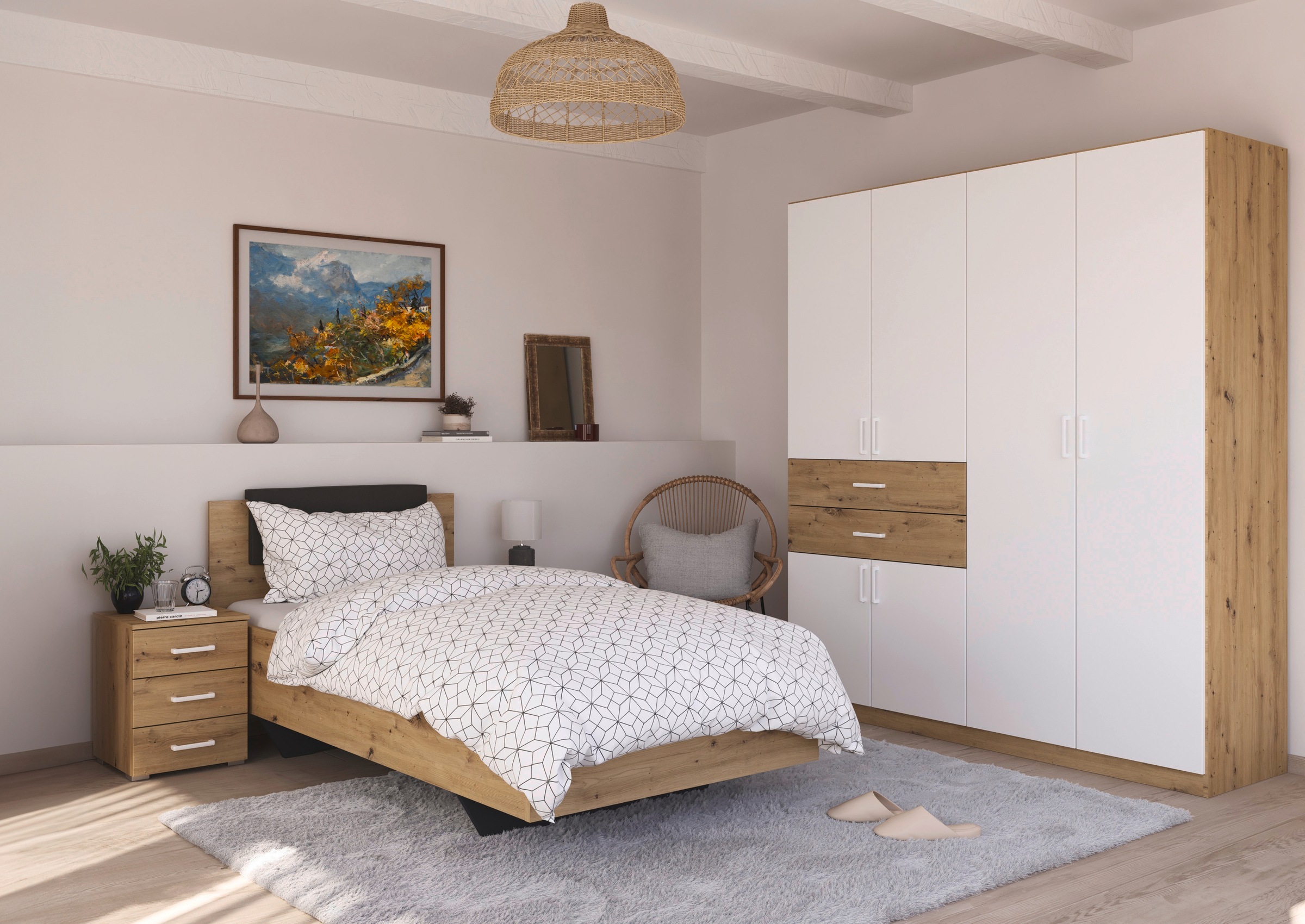 rauch Drehtürenschrank »Kleiderschrank Schrank Garderobe MAIKA mit Dekor-Front«, 2 Schubladen, in verschiedenen Breiten, Höhen, Farben, MADE IN GERMANY
