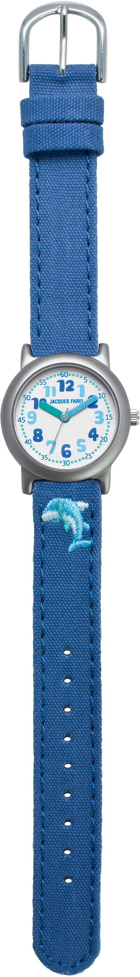 Jacques Farel Quarzuhr, Armbanduhr, Kinderuhr, Delfin, Textilarmband, Geschenkidee