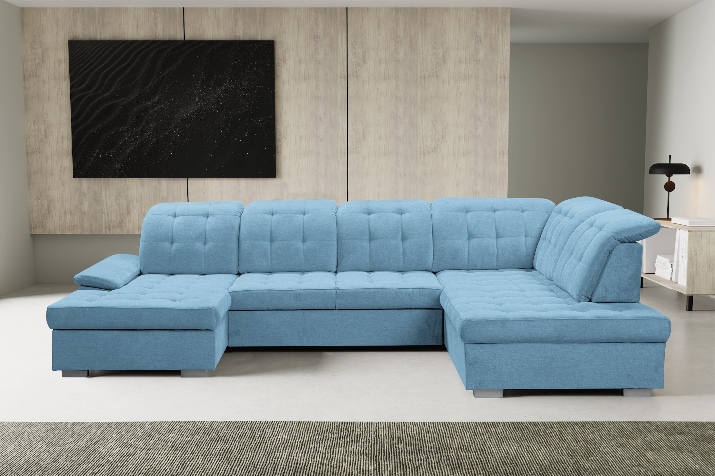 Wohnlandschaft »Kordula-New U-Form«, Sofa in U-Form mit Schlaffunktion & Bettkasten,...