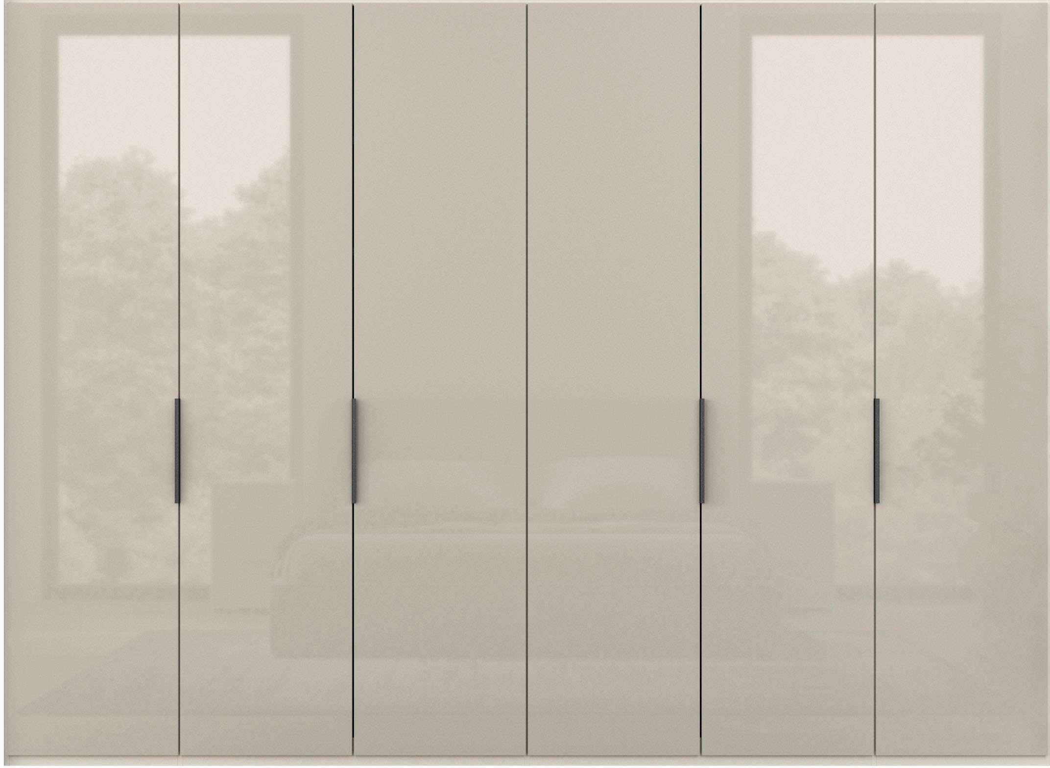 WIEMANN Falttürenschrank »Ohio, Kleiderschrank, Schrank, Garderobe, mit Glasfront, 300 cm« inklusive Einlegeböden & Kleiderstangen, 2 Höhen, MADE IN GERMANY,  inklusive Türdämpfung, hochwertige Glasfront