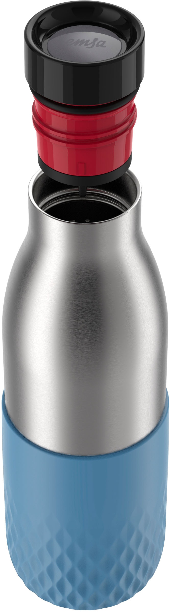 Emsa Trinkflasche »Bludrop Sleeve«, nachhaltig, Silikon-Manschette, 12h heiß, 24h kalt, 360° Trinkgenuss