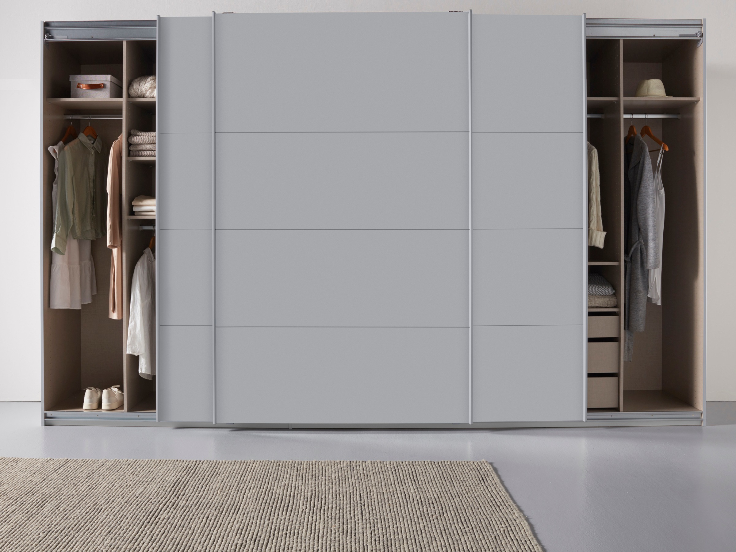 rauch Schwebetürenschrank »Kleiderschrank Schrank Garderobe TOPSELLER OTELI inkl. Inneneinteilung«, mit 3 Innenschubladen sowie zusätzlichen Einlegeböden MADE IN GERMANY