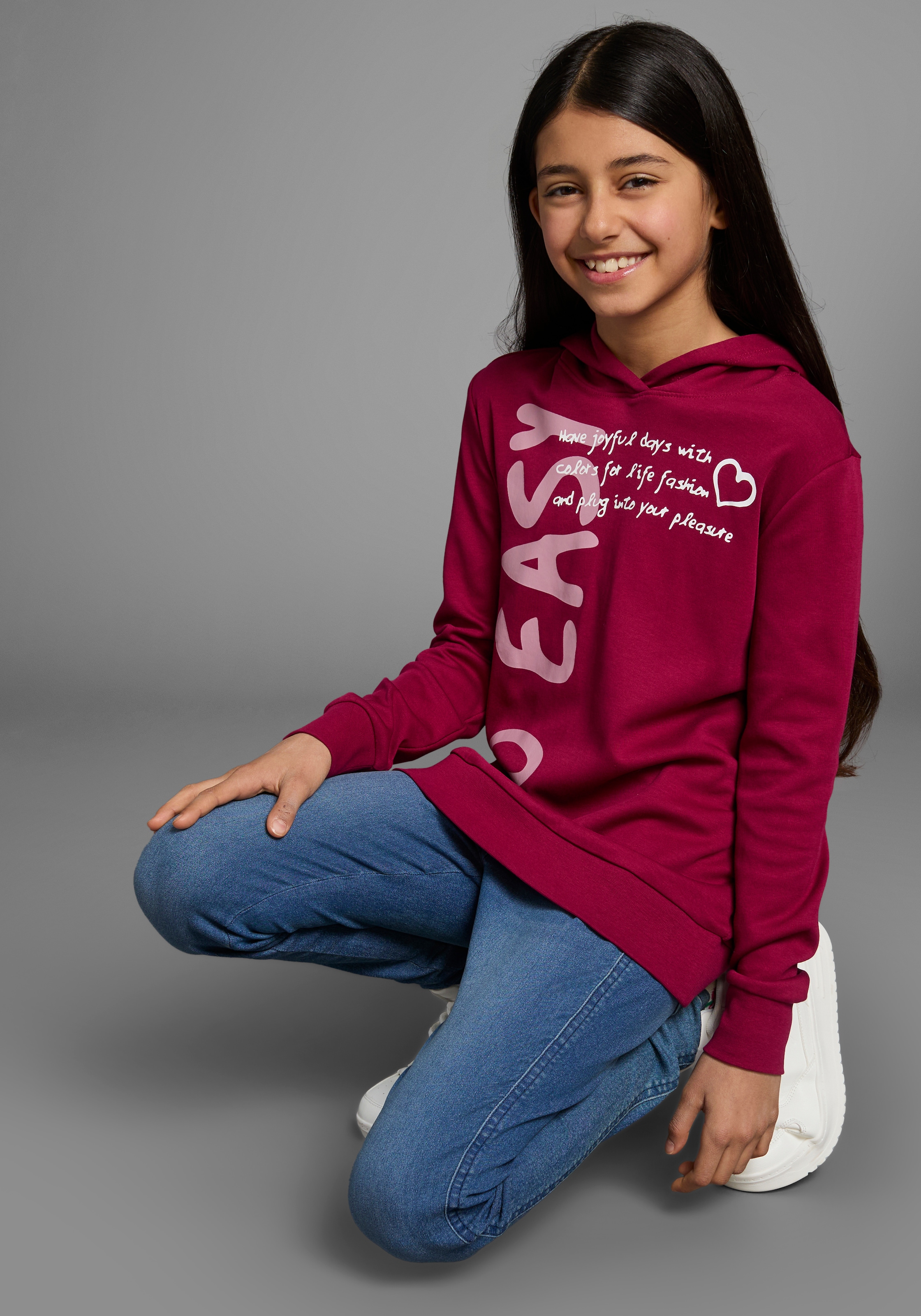 KIDSWORLD Kapuzenshirt »SO EASY - Print« Langarm,  Basic-Passform,  mit modischen Drucken