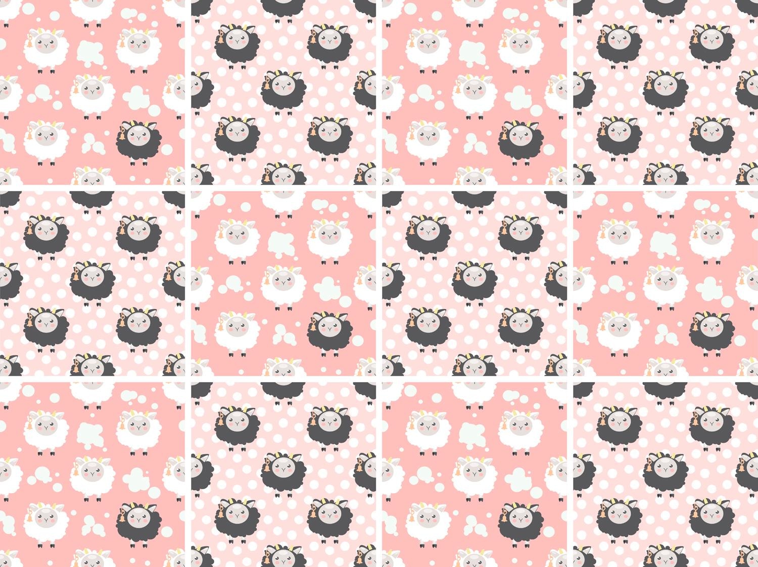 queence Fliesenaufkleber »Schafe & Punkte«, Stickerfliesen, selbstklebend, Sticker, 12er Set