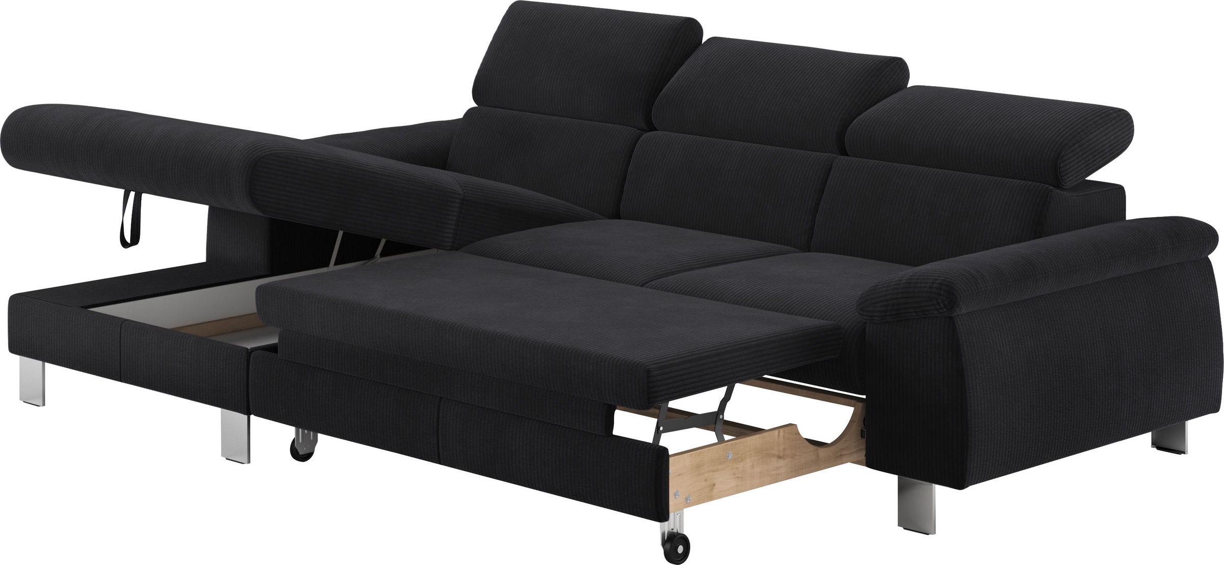 COTTA Ecksofa Komaris, Ecksofa, wahlweise mit RGB-LED-Beleuchtung und Bettfunktion/Bettkasten
