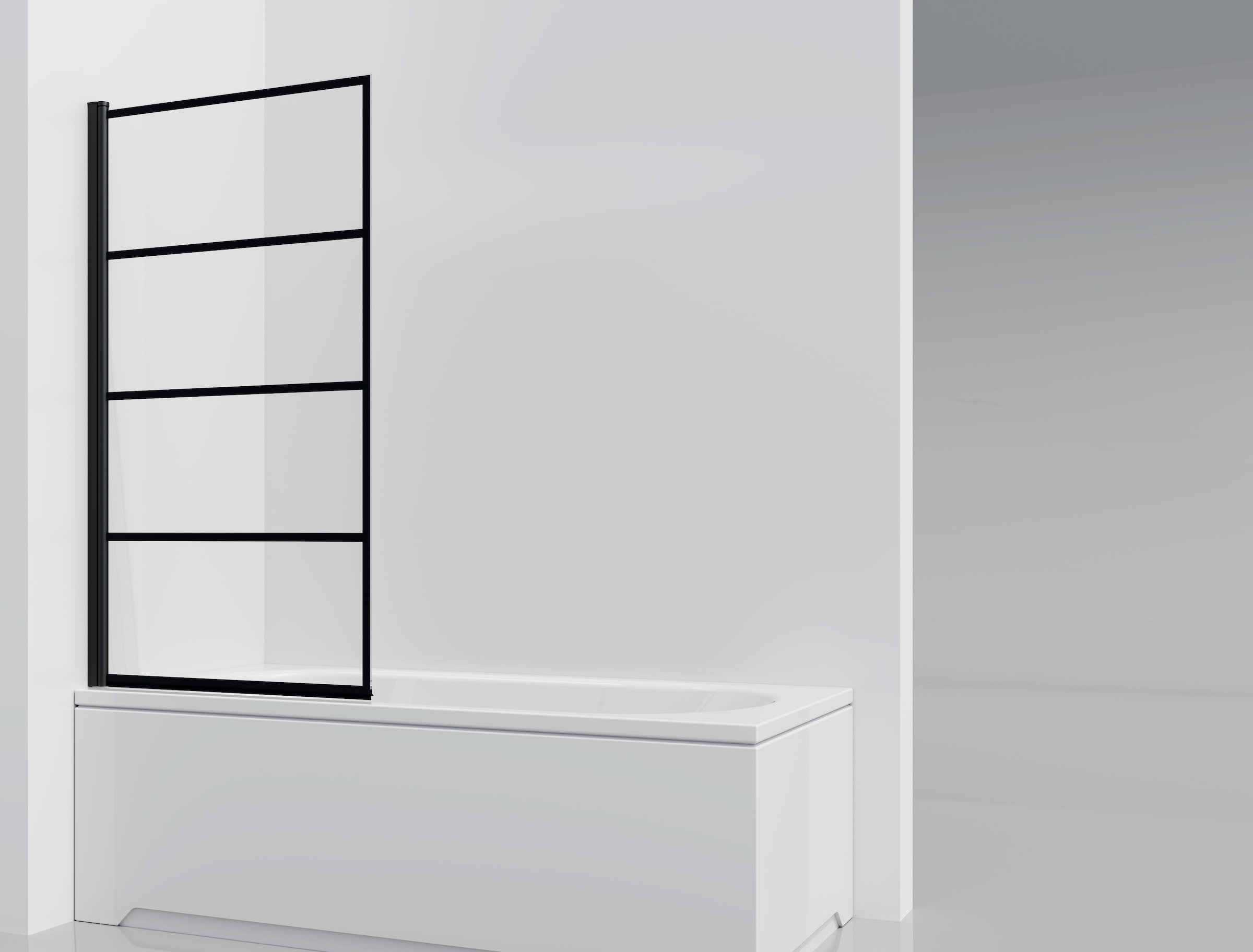 welltime Badewannenaufsatz Viergeteiler Badewannenaufsatz in trendigem Schwarz