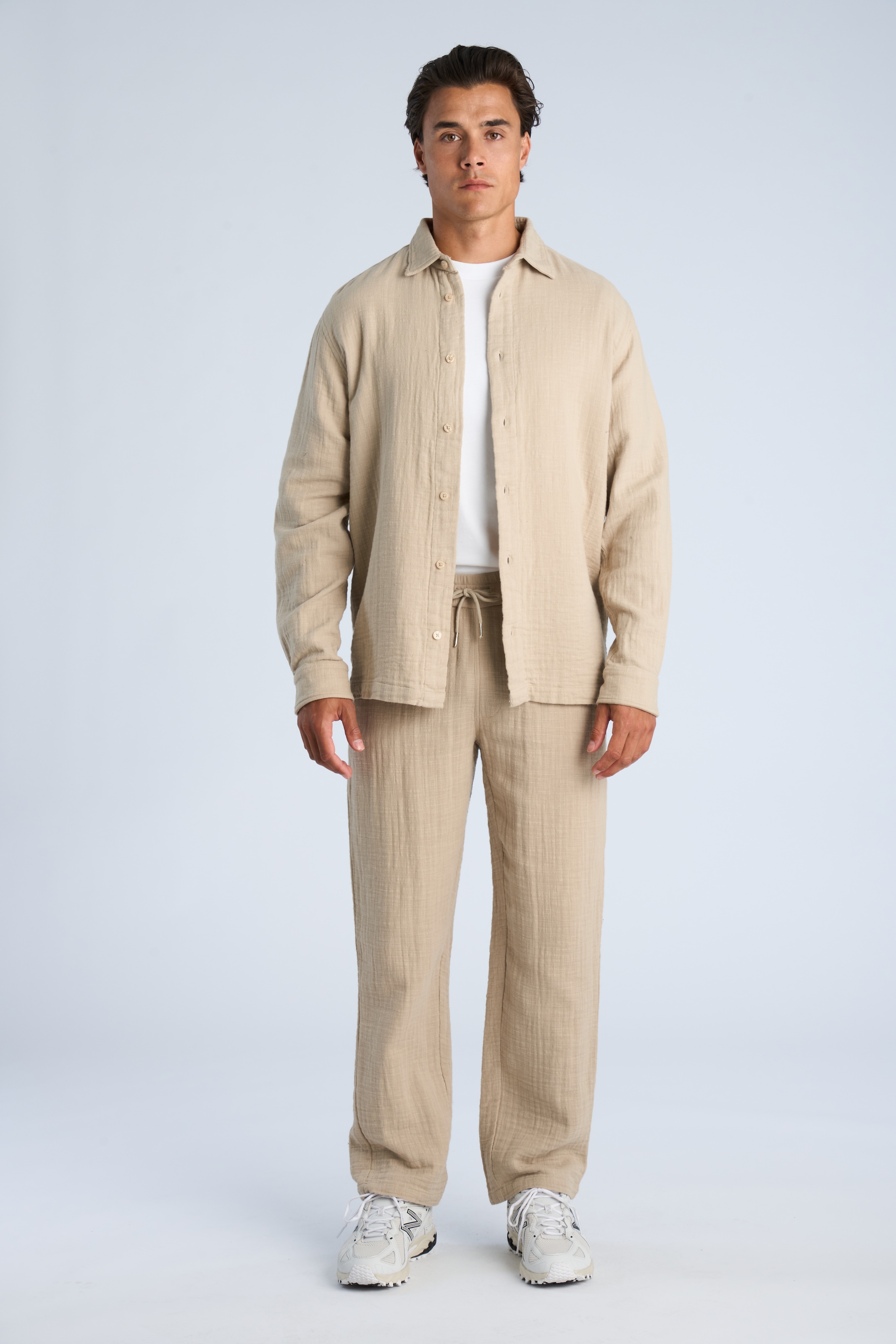 LINDBERGH Stoffhose  Sommerhose in Leinen-Optik und mit Gummizug - Weiter Schnitt