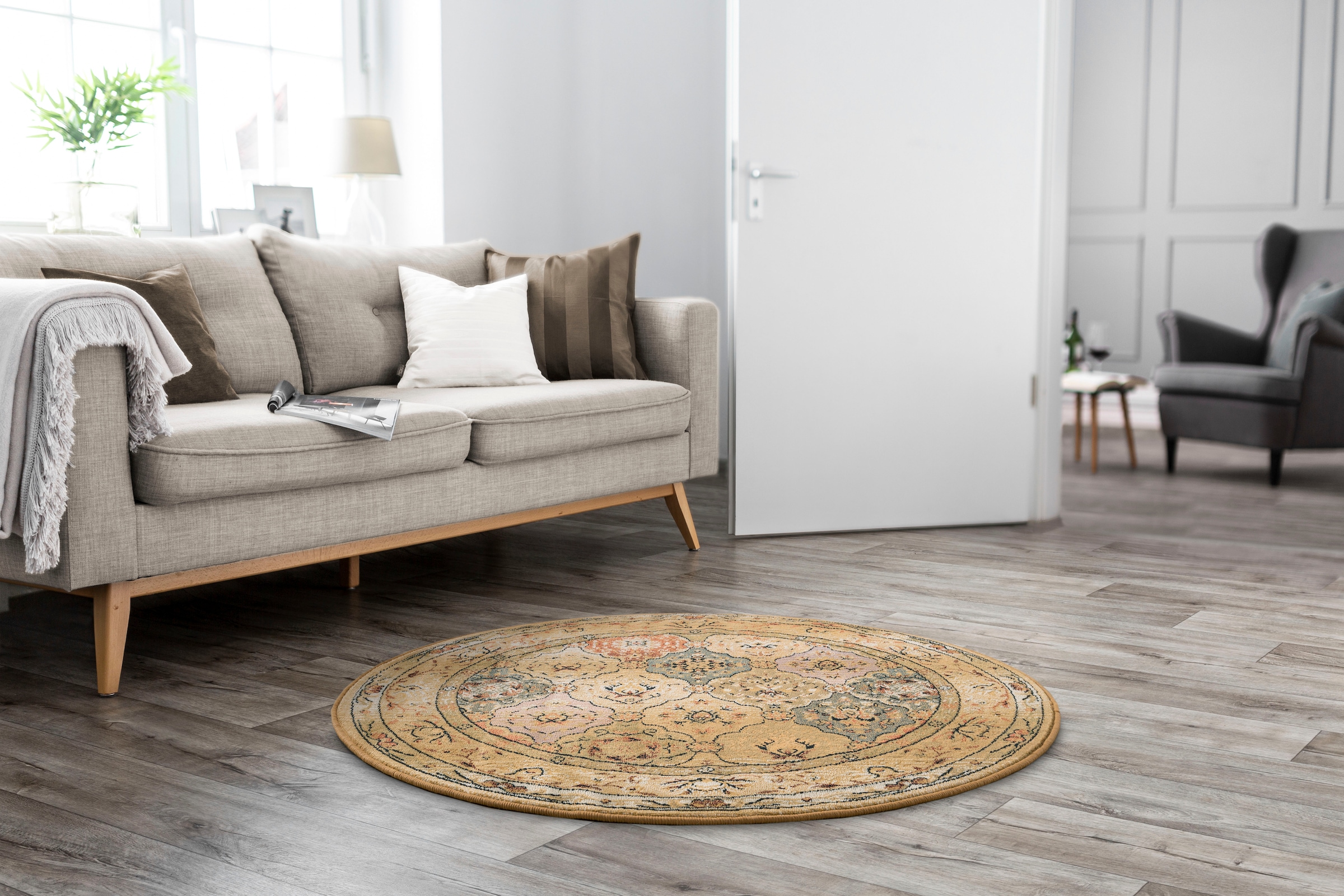 THEKO Teppich »Gabiro 208«, rund, 10 mm Höhe, Orient-Optik, ideal im Wohnzimmer & Schlafzimmer